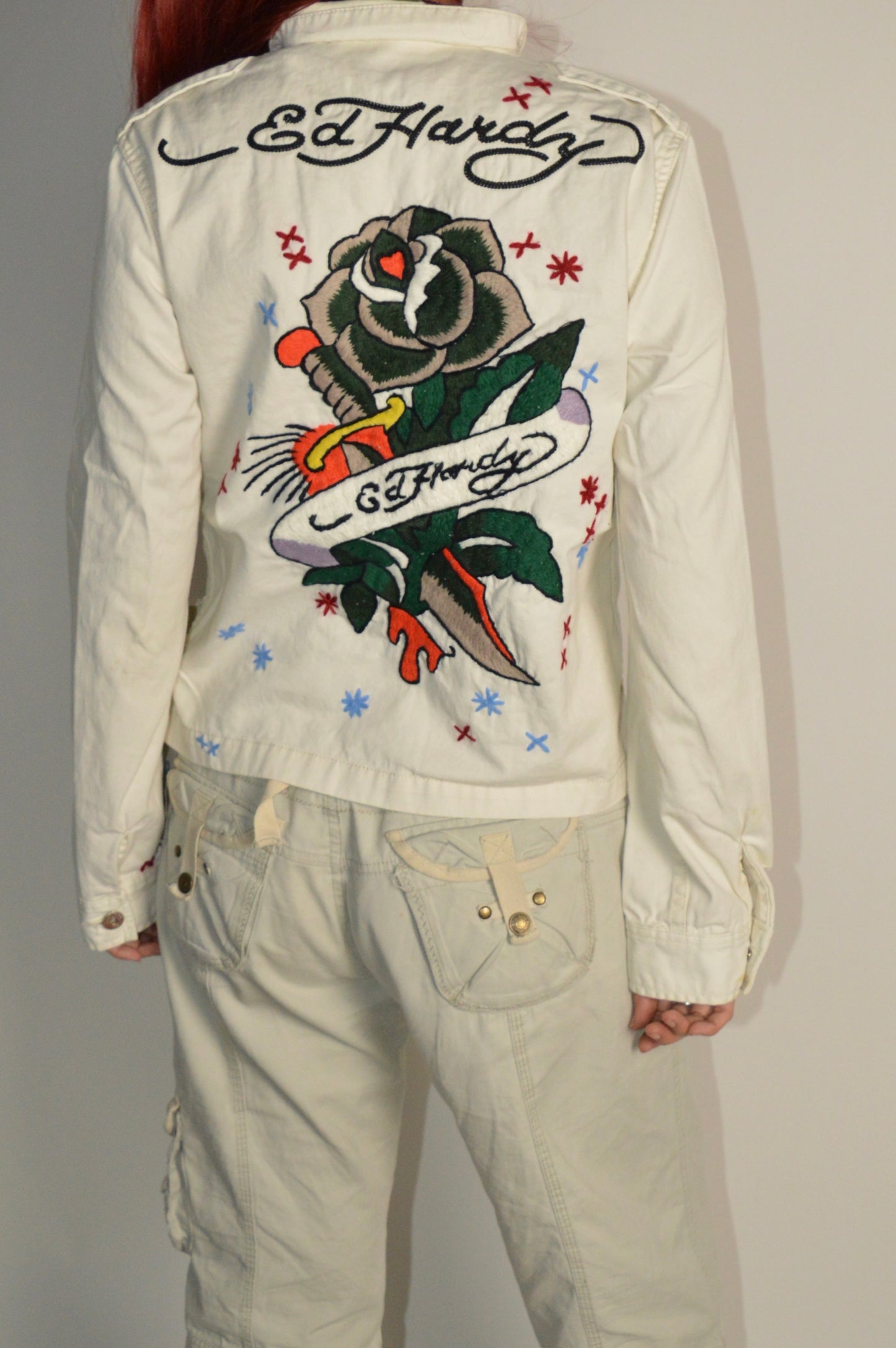 Vintage Ed Hardy Knitted White Jacket