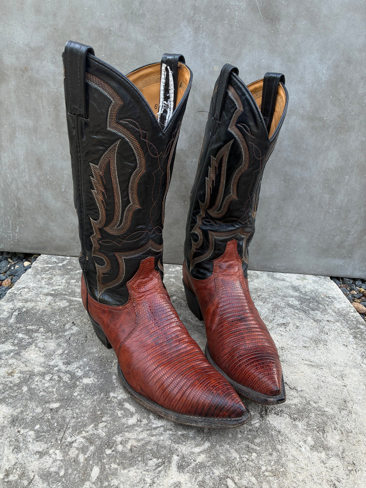 Vintage Tony Lama Brown Lizard Cowboy Boots
