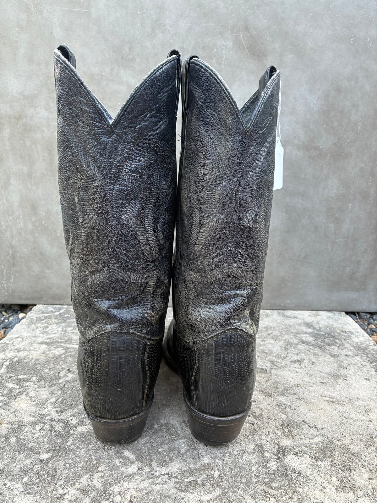 Vintage Justin Black Lizard Skin Cowboy Boots