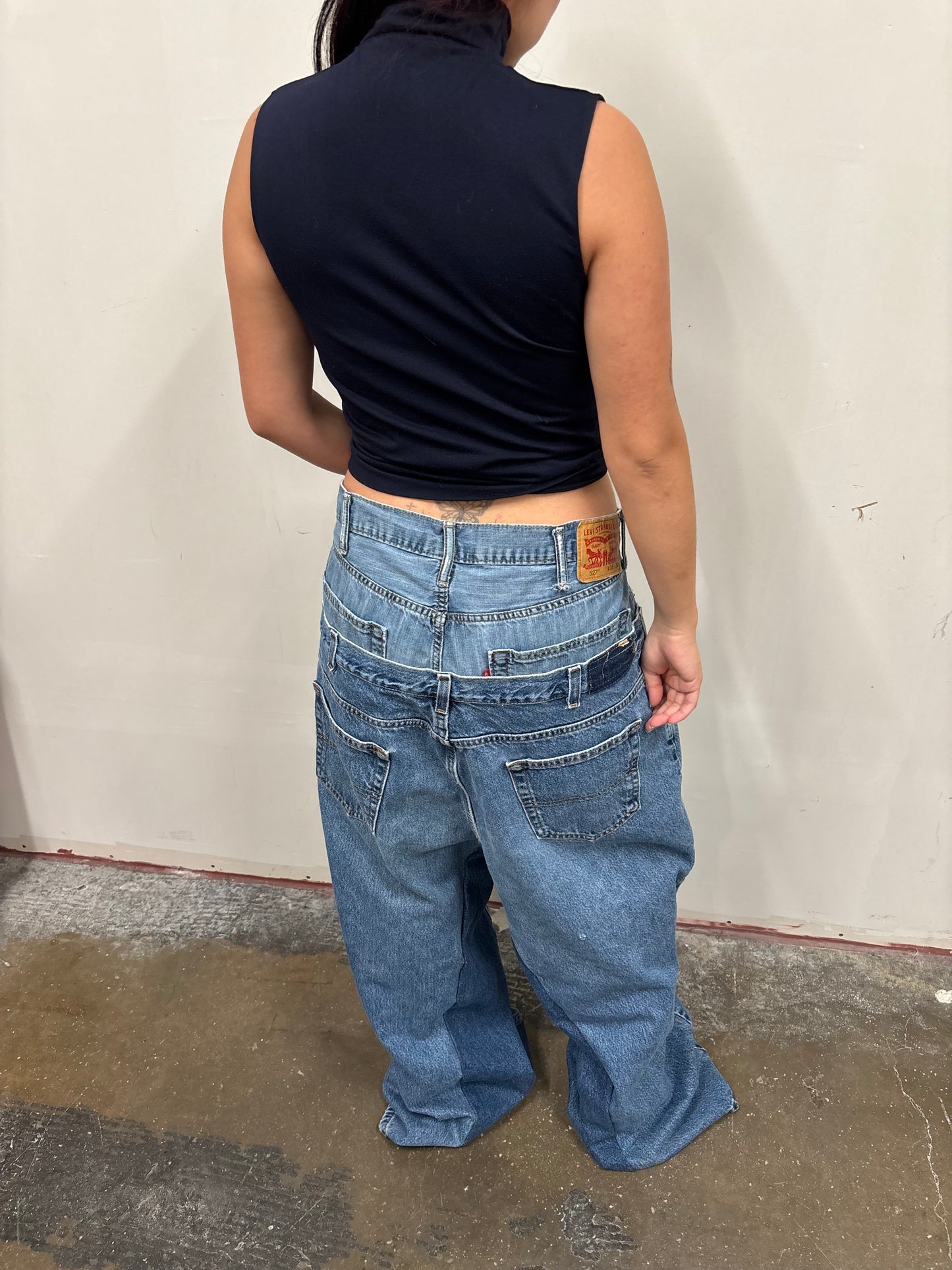 Reworked Double Denim Jeans