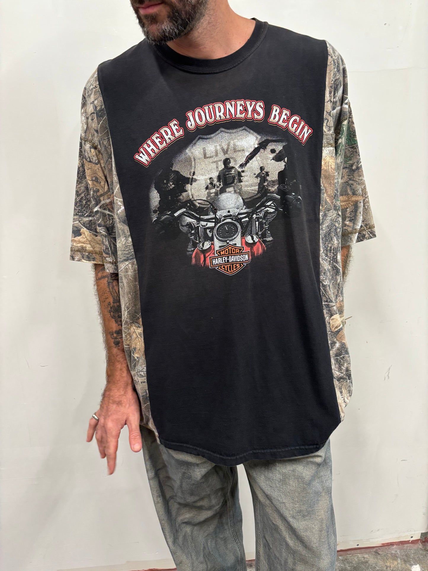 Reworked Harley Davidson Camo Shirt