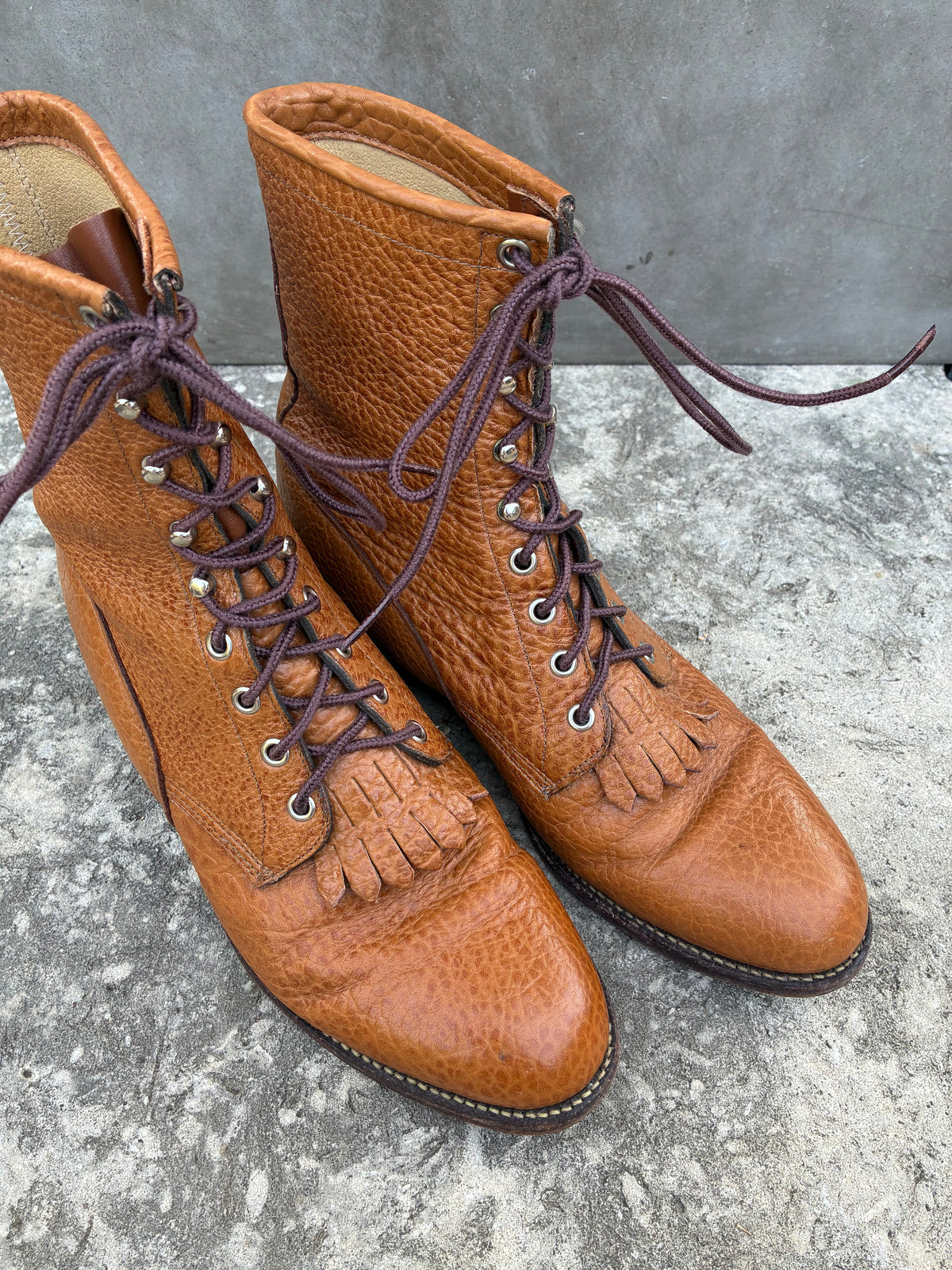Vintage 80s Bullhide Justin Brown Lace Up Boots