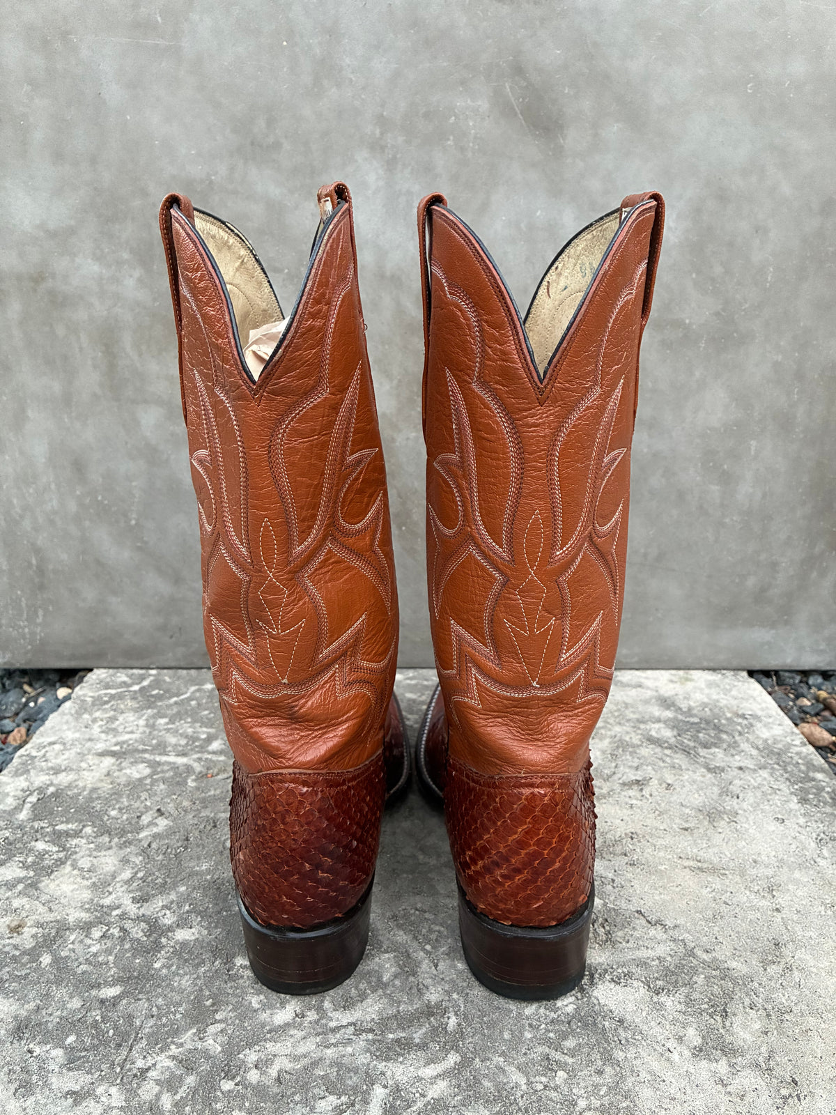 Vintage 1970s California Anaconda Snake Skin Cowboy Boots