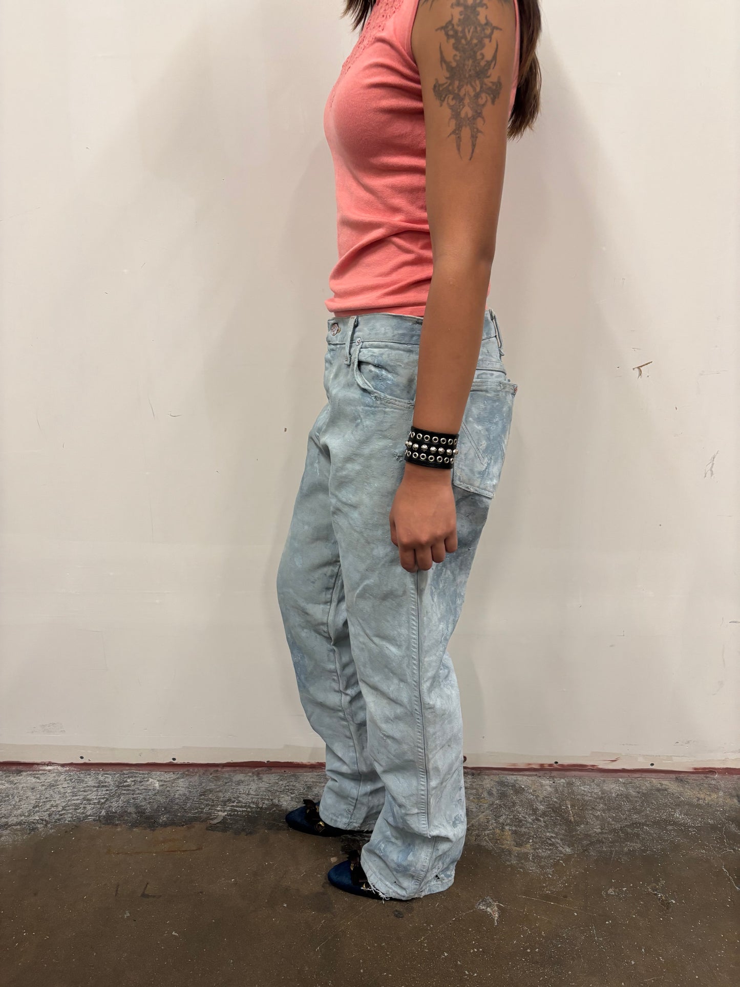 Vintage Wrangler Hand Painted Blue Jeans