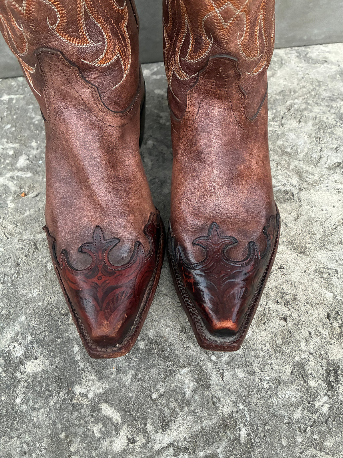 Vintage Brown Tony Lama Leather Cowboy Boots