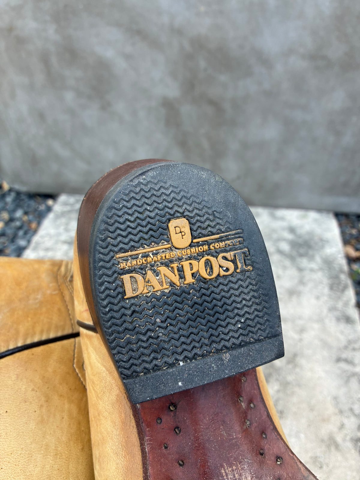 Dan Post Cream Leather With Brown Stitching Cowboy Boots