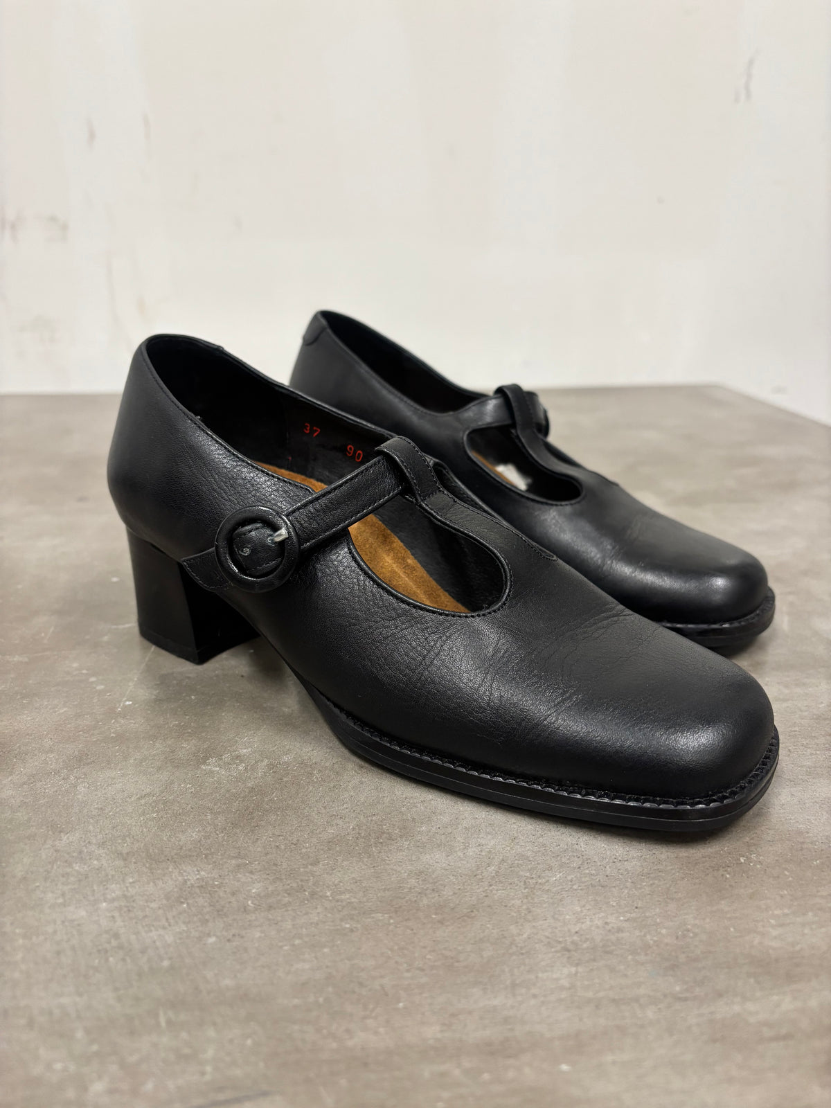 NAOT Black Leather Mary Jane Heels