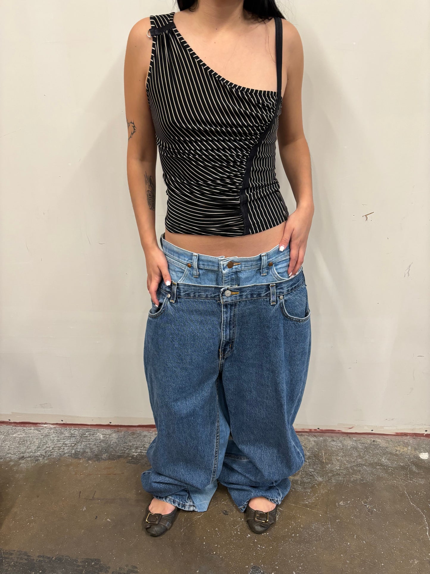 Reworked Double Denim Jeans