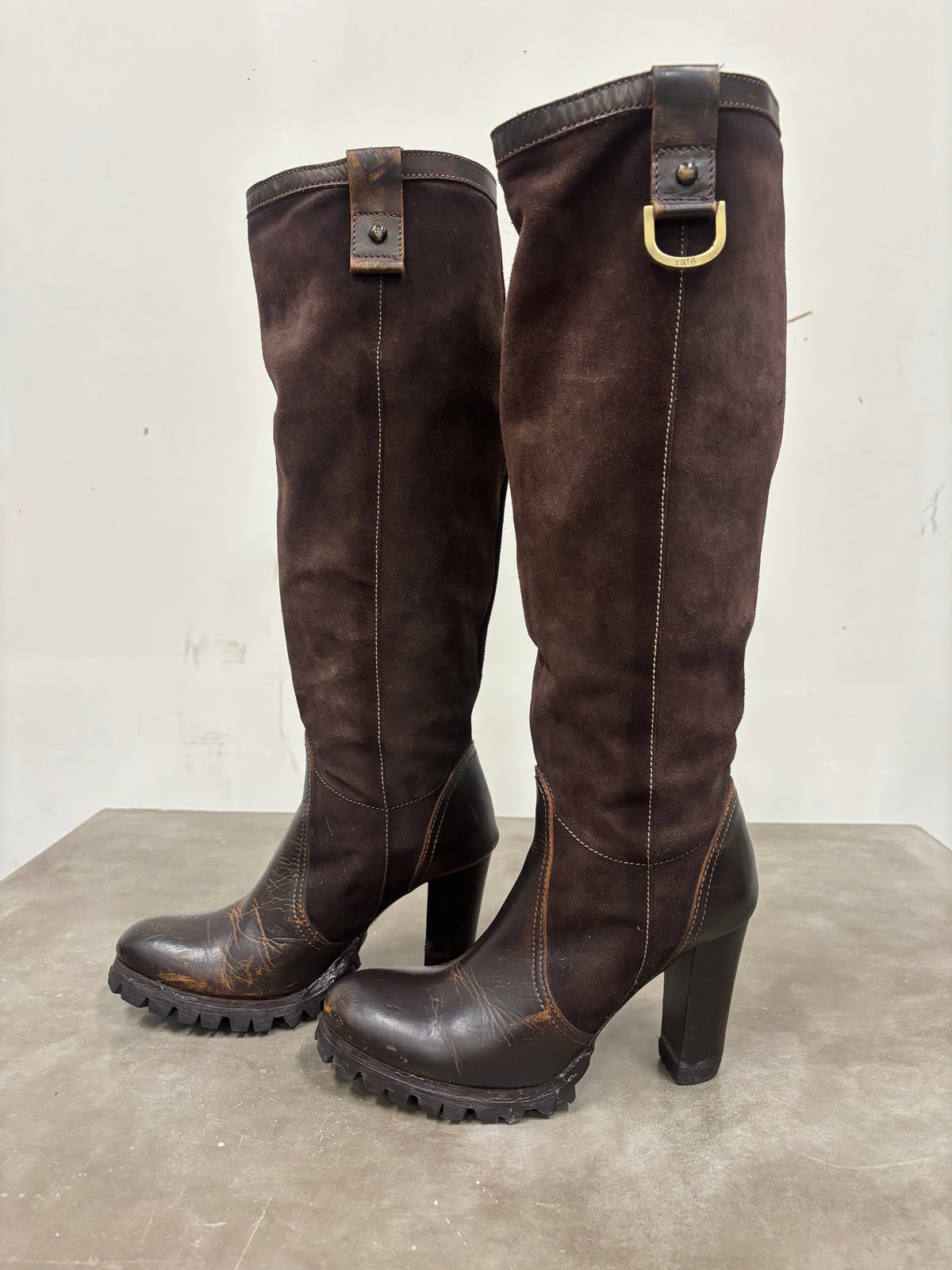 Vintage Brown RAFE Leather Knee High Boots