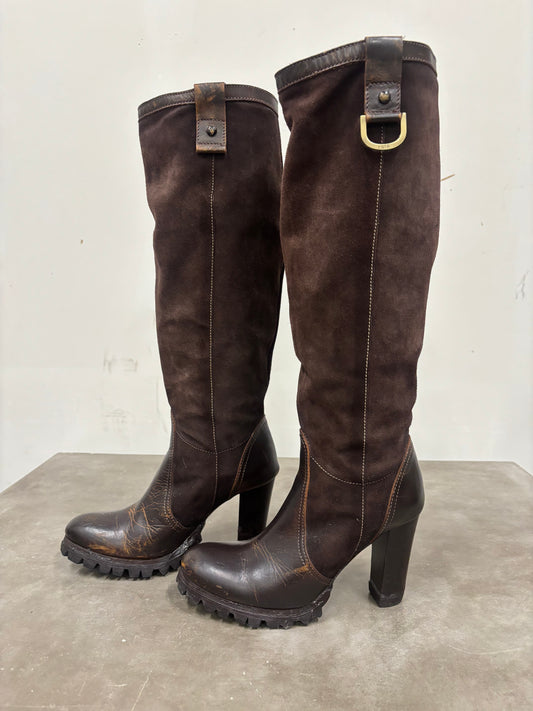 Vintage Brown RAFE Leather Knee High Boots