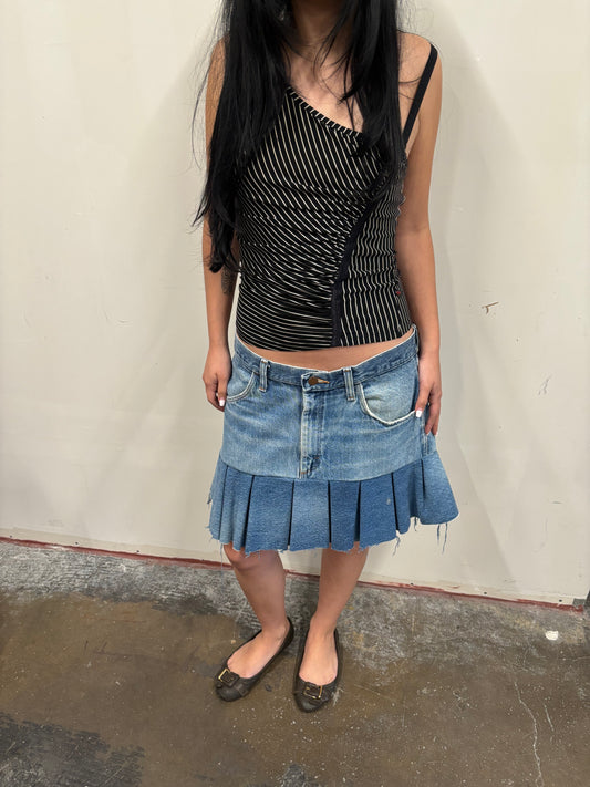 Reworked Double Denim Skirt