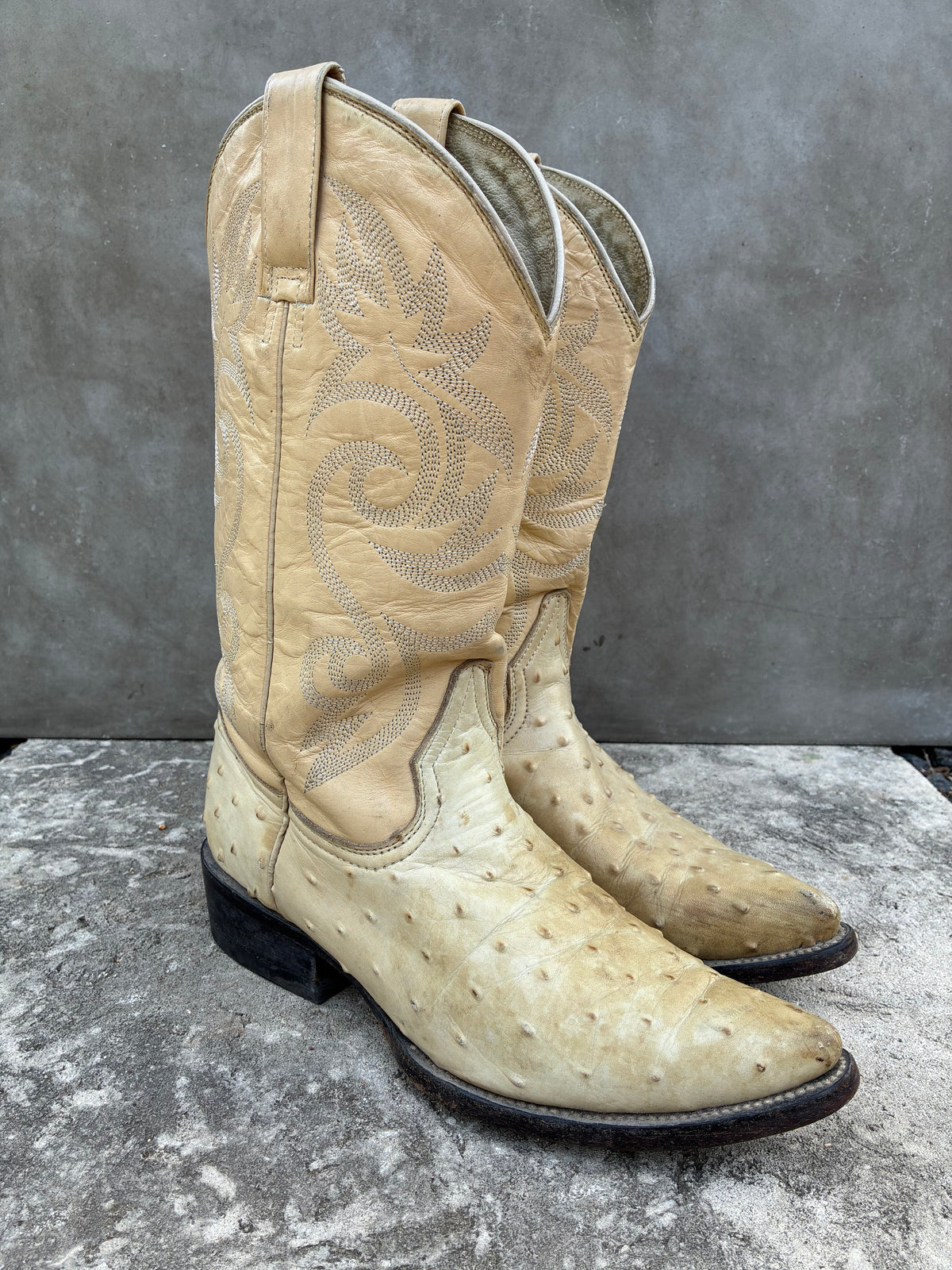 Vintage 1990s Red Diamond Ostrich Cowboy Boots