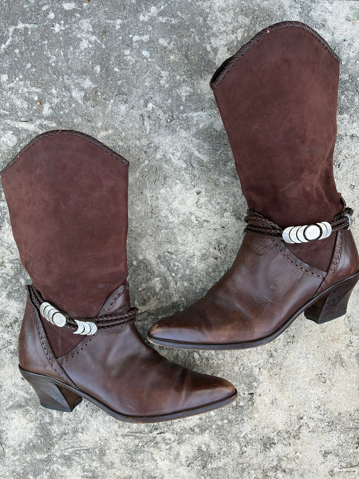 Vintage Via Spiga Brown Leather Cowboy Boots