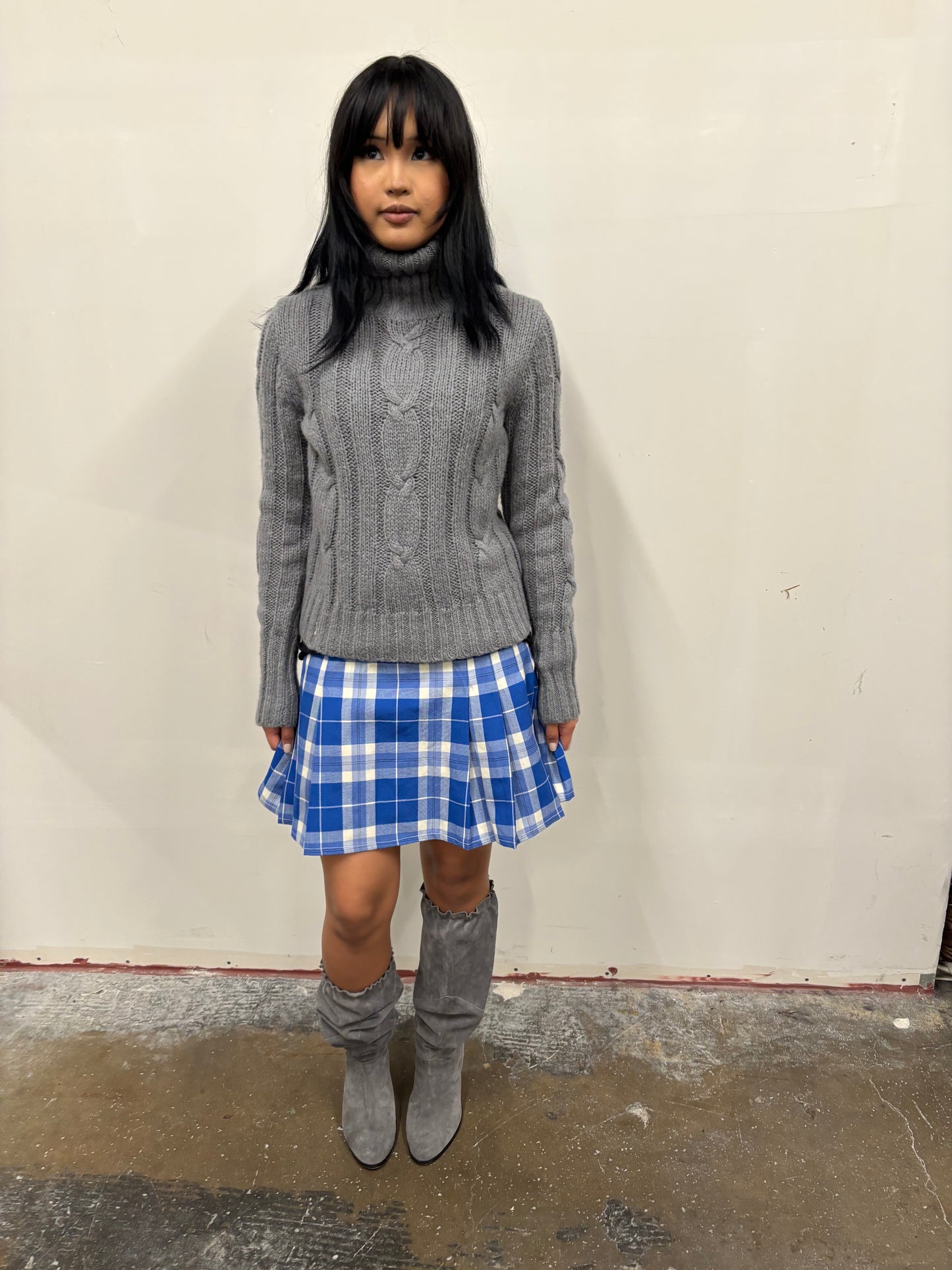 Blue Plaid Skirt