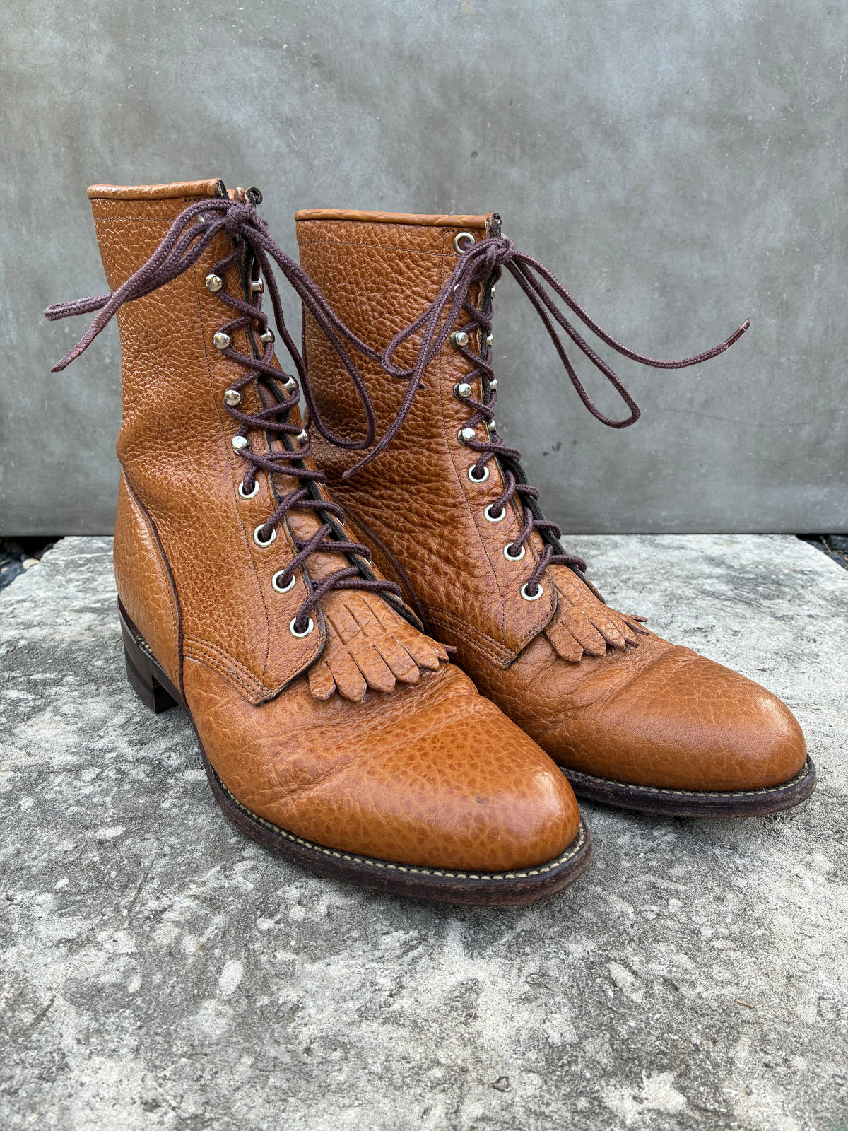 Vintage 80s Bullhide Justin Brown Lace Up Boots