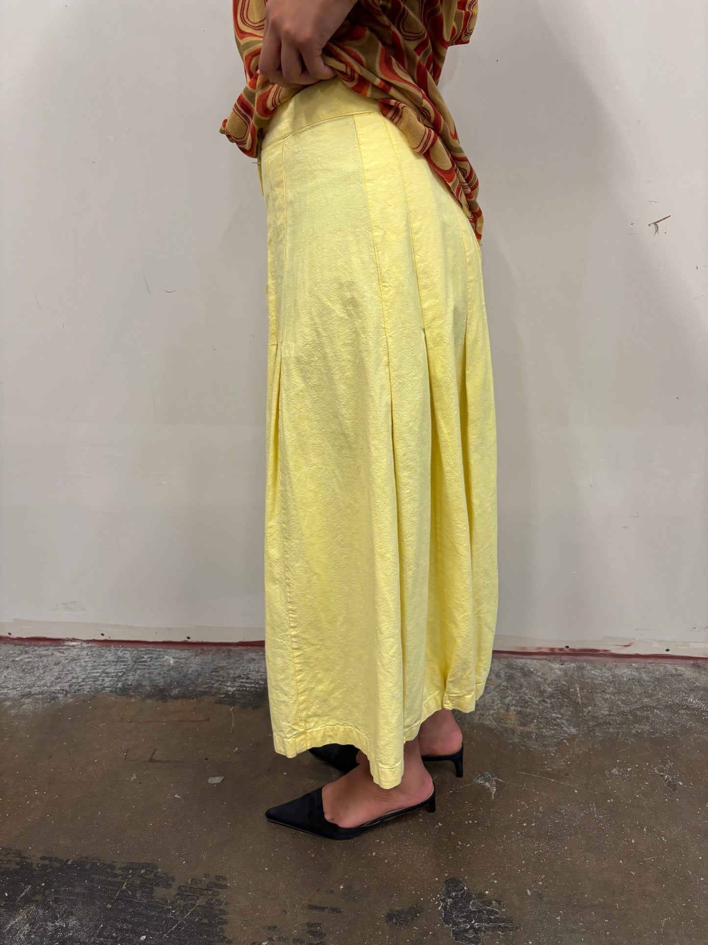 Yellow Pleated Skirt