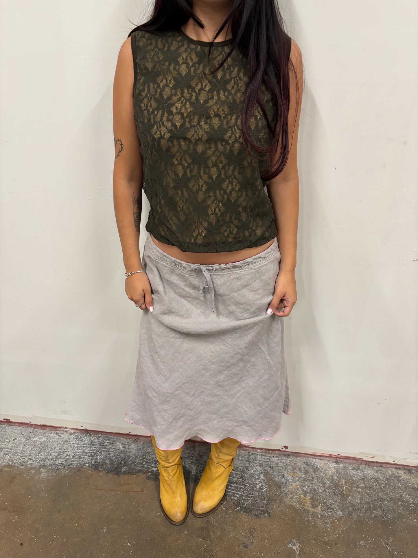 Military Green Lace Tank