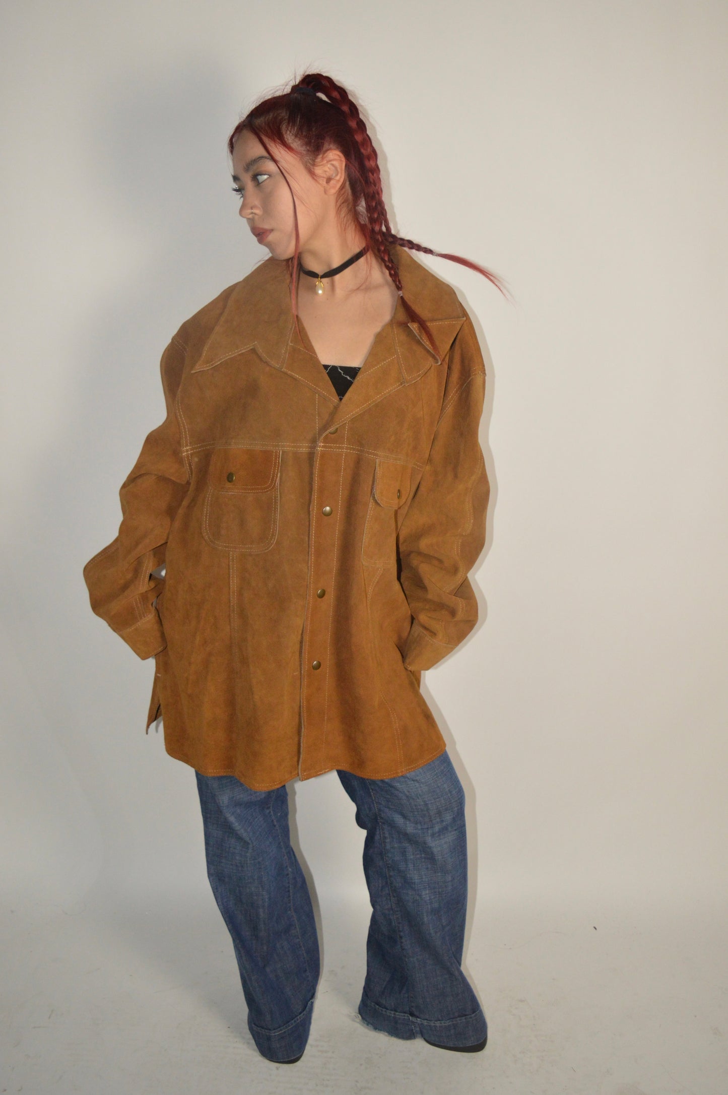 Vintage Brown Leather Suede Jacket