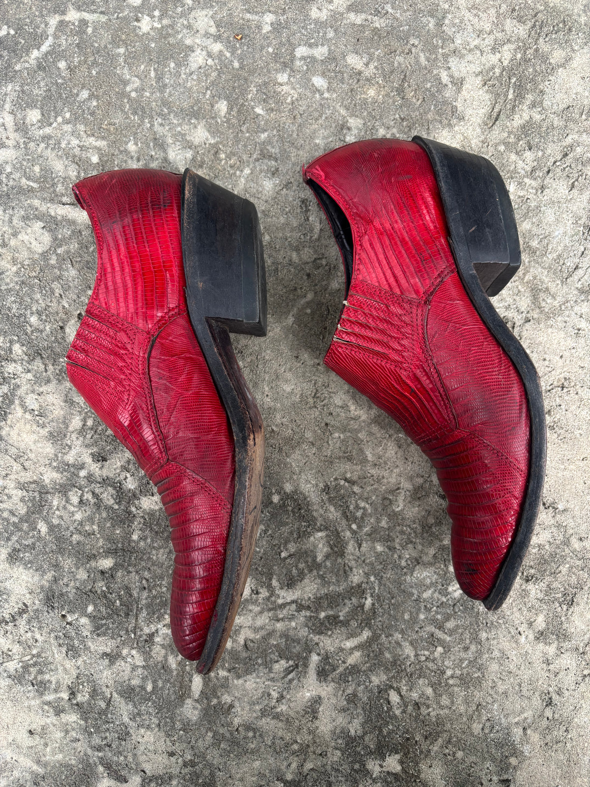 Vintage Nocona Red Lizard Ankle Boots