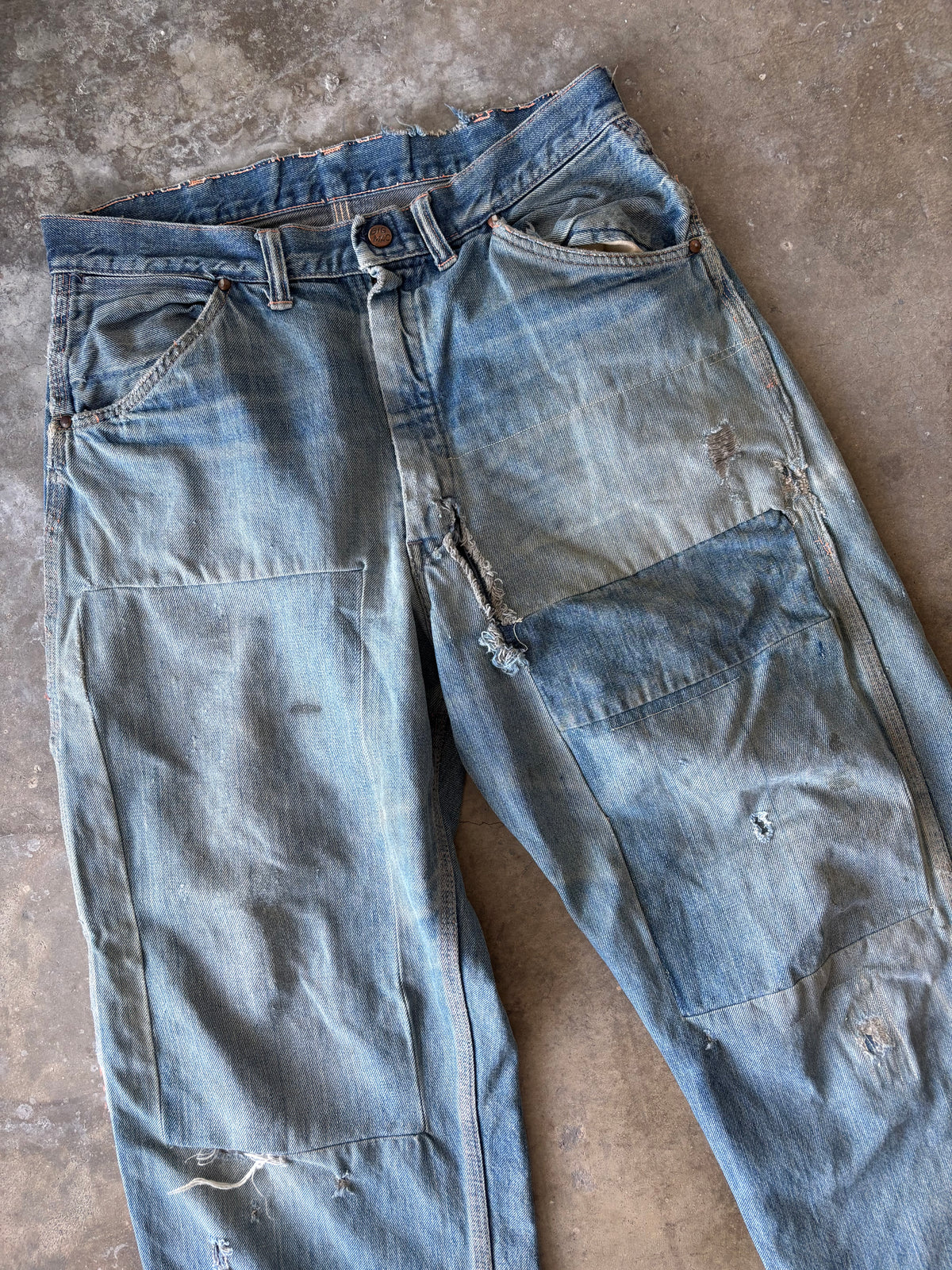 Vintage 1970s Big Mac Distressed Faded Repaired Denim