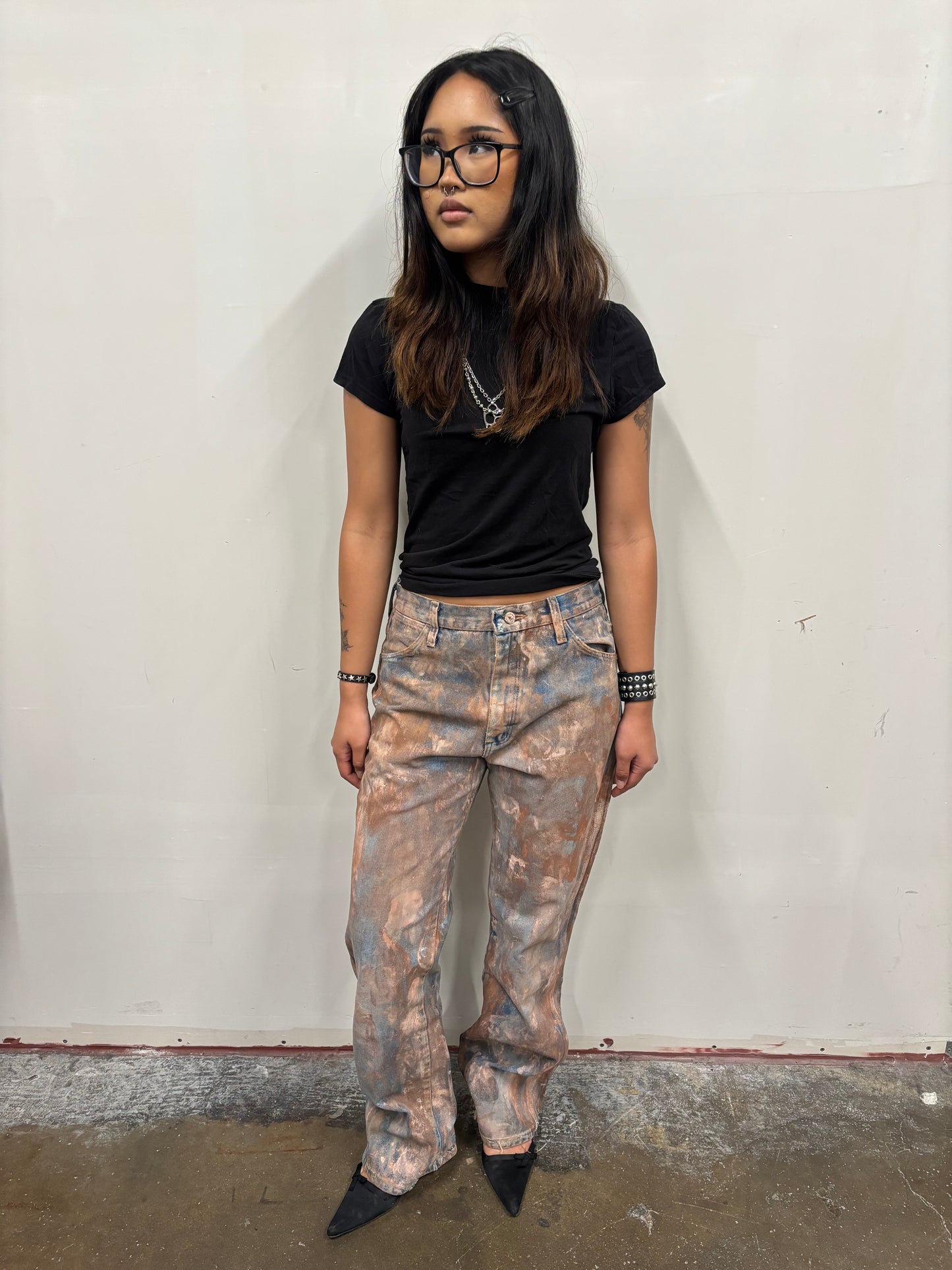 Vintage Wrangler Hand Painted Rusty Jeans