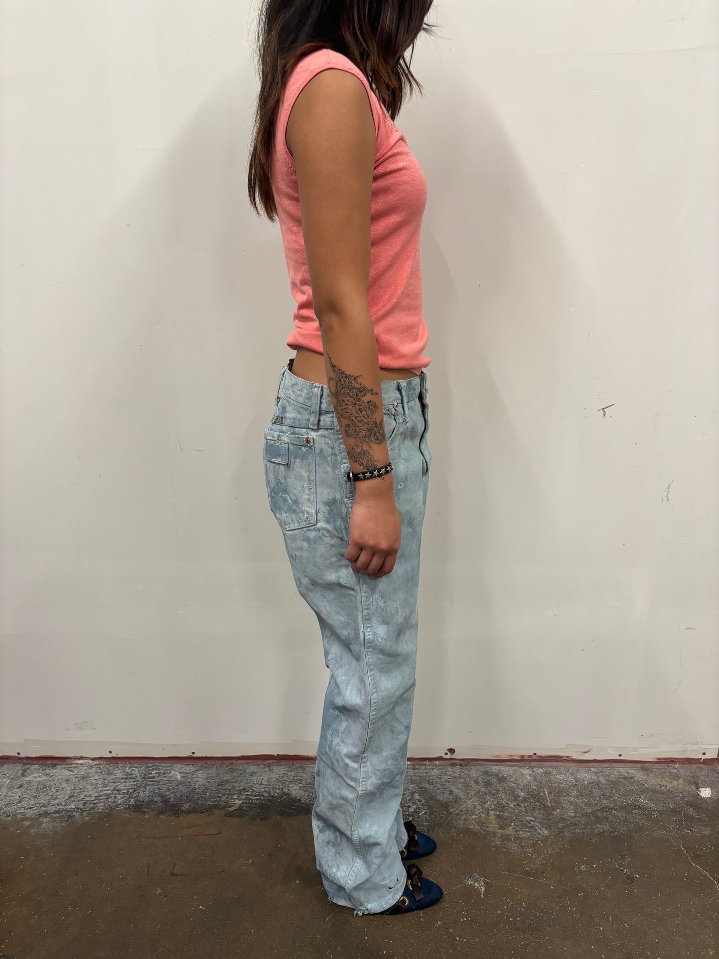 Vintage Wrangler Hand Painted Blue Jeans