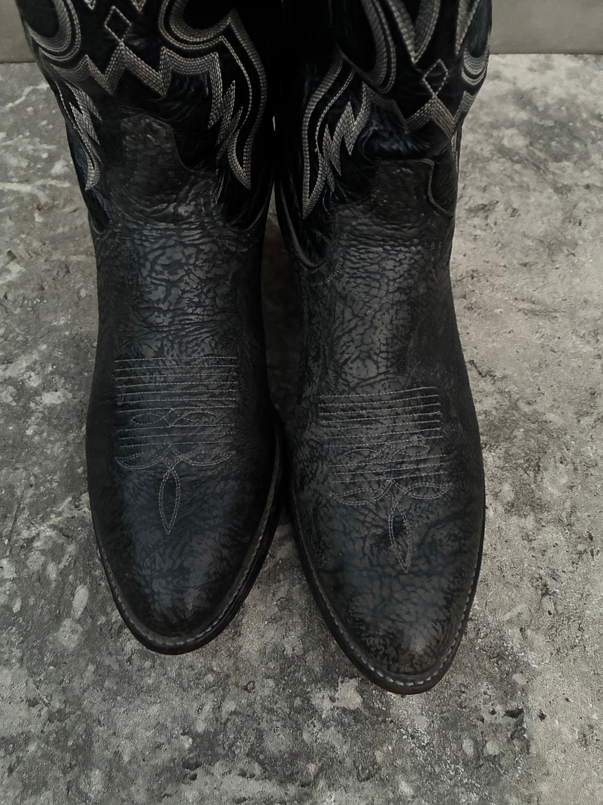 Vintage Tony Lama Black Leather Cowboy Boots