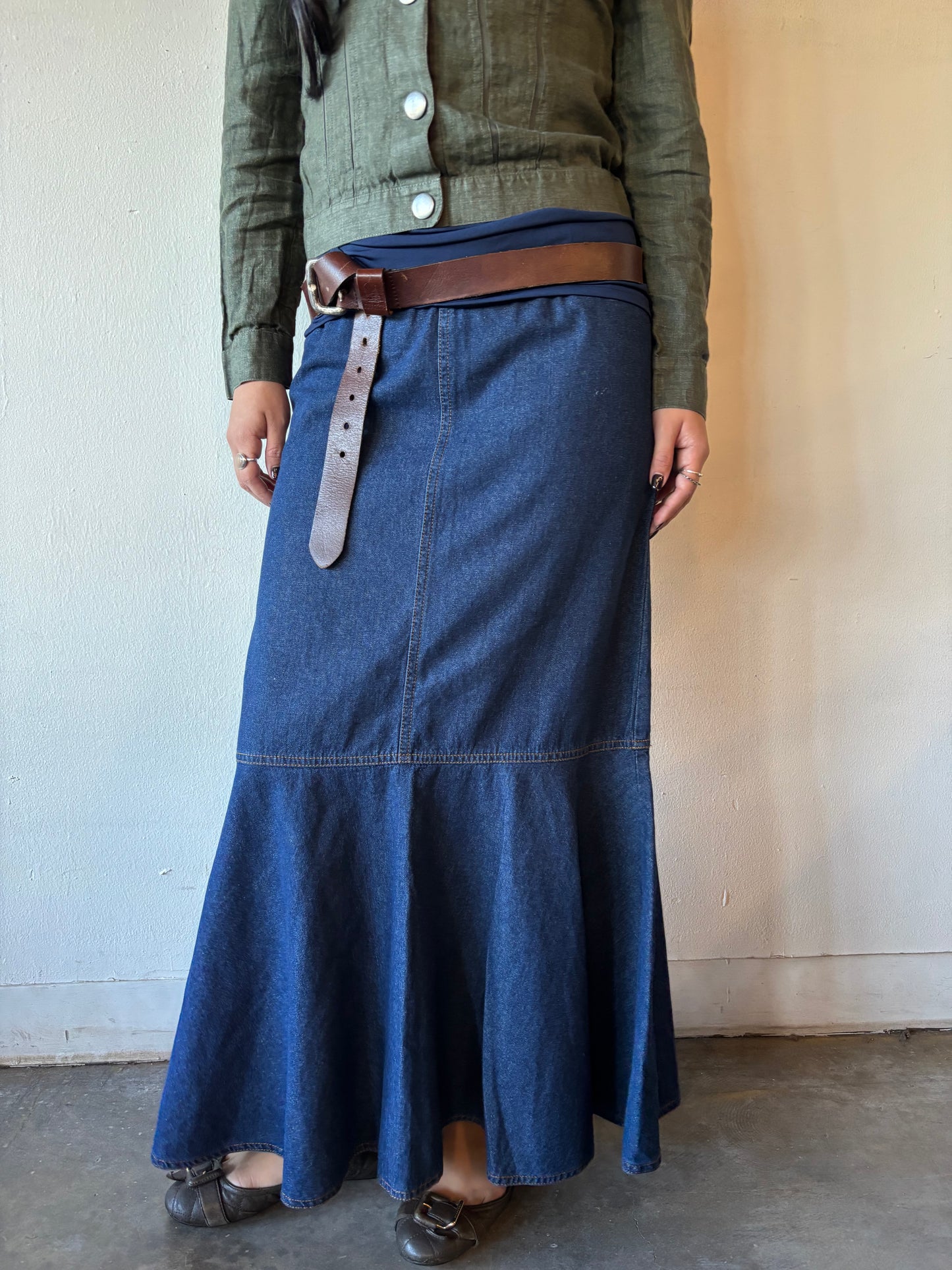 Vintage Denim Maxi Skirt