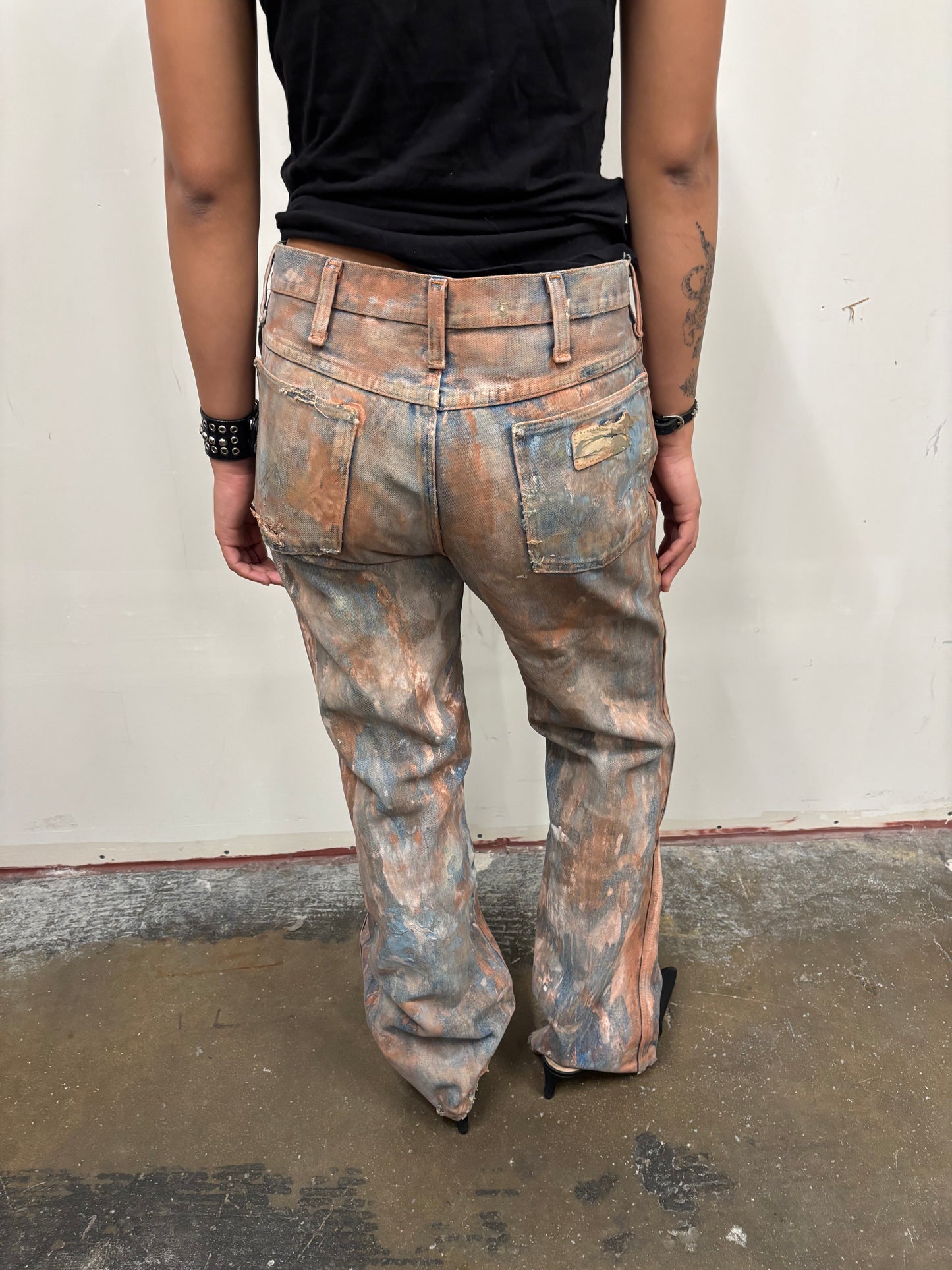 Vintage Wrangler Hand Painted Rusty Jeans