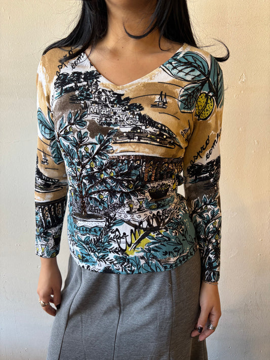 Vintage Unique Print Top