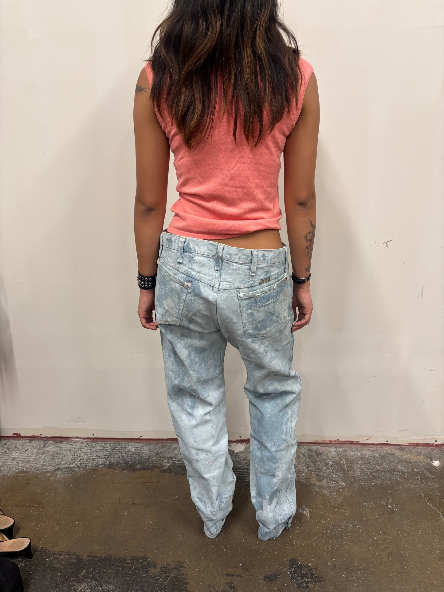 Vintage Wrangler Hand Painted Blue Jeans