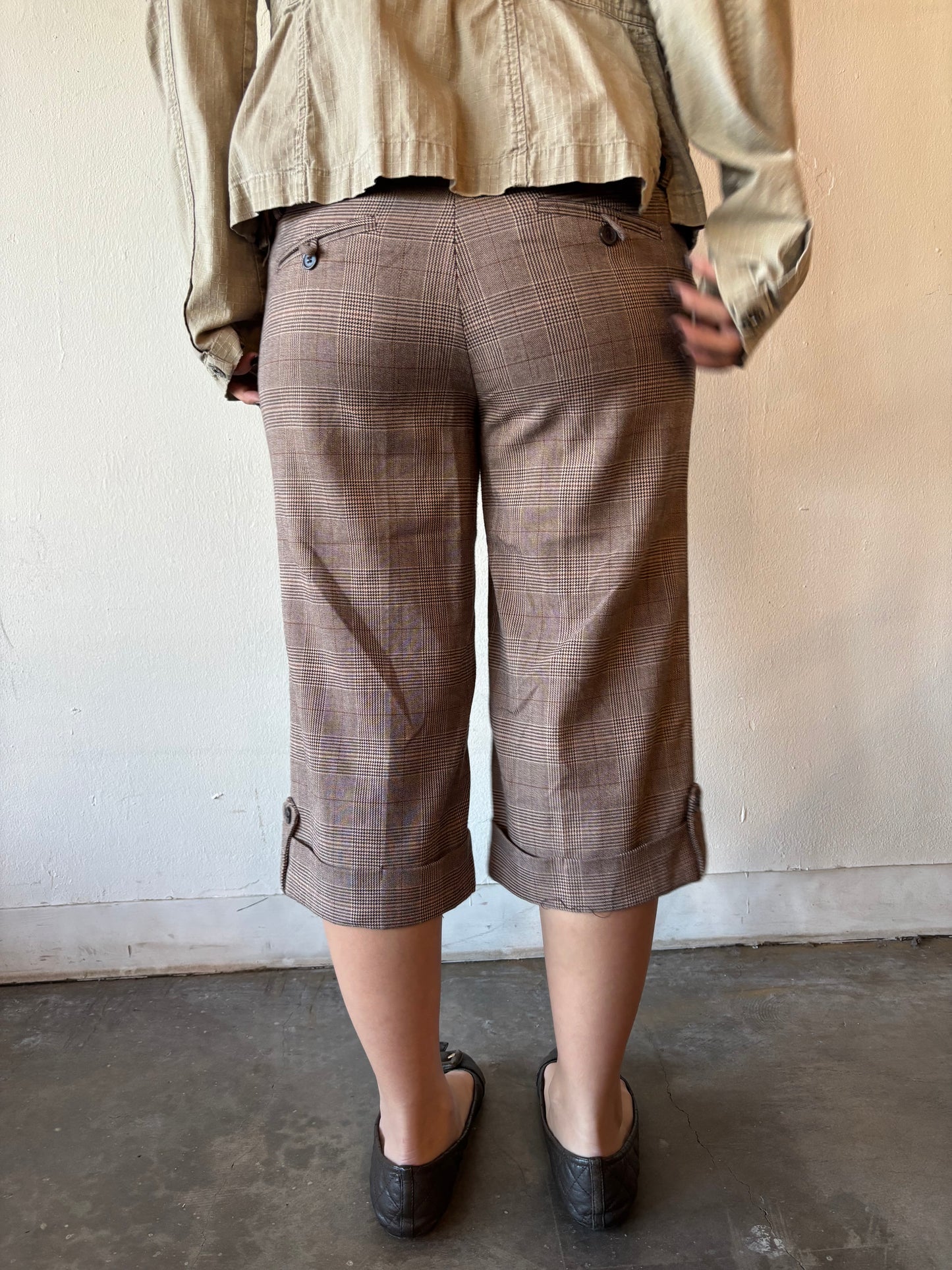 Vintage Brown Plaid Capris