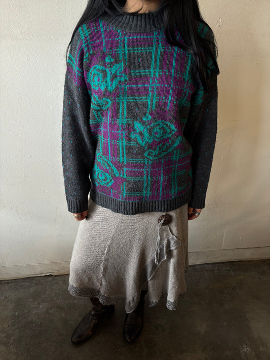 Vintage Knitted Floral Sweater