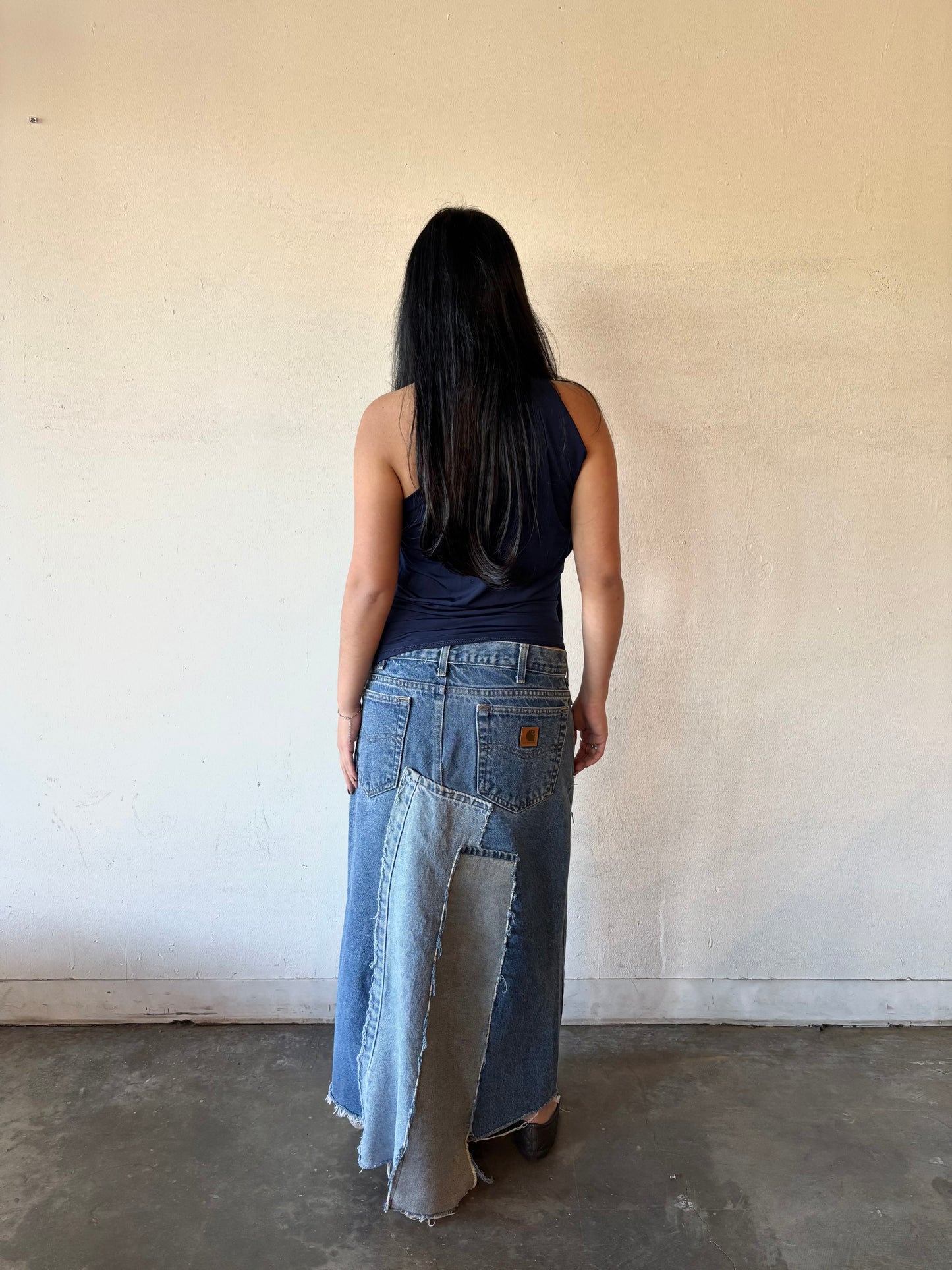 Reworked Carhartt Denim Patchwork Skirt