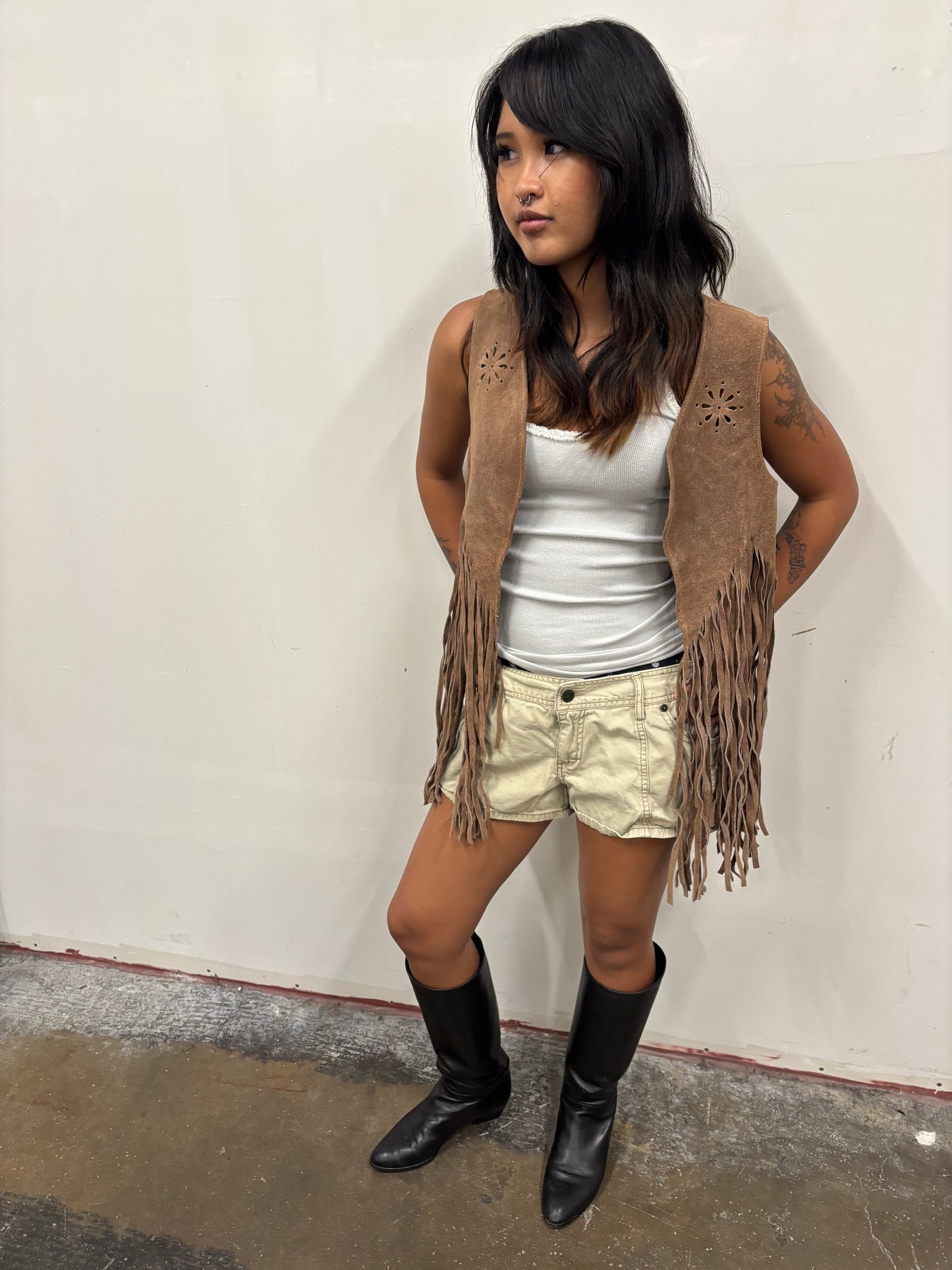 Vintage Suede Fringe Vest