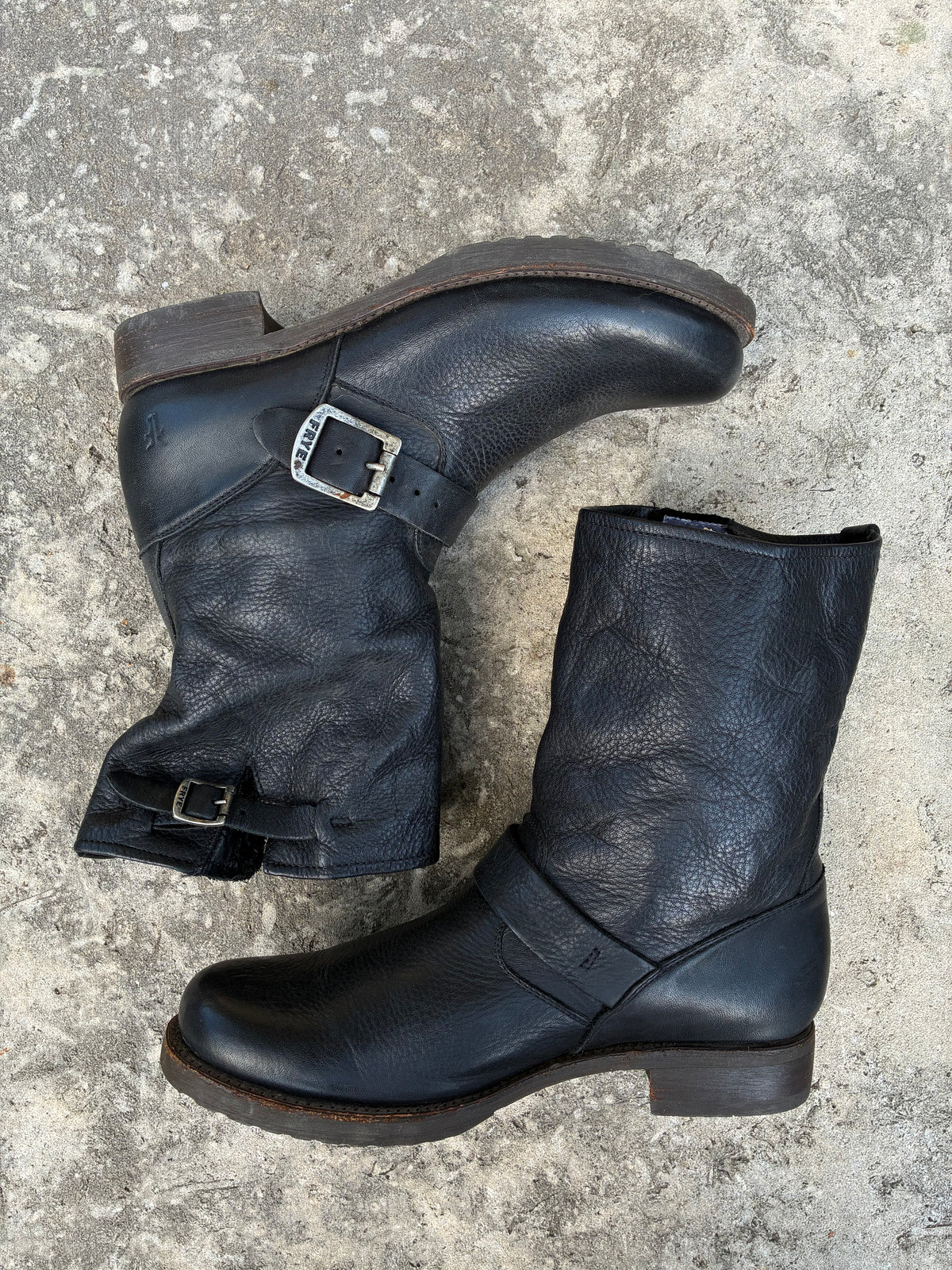 Vintage FRYE Black Leather Harness Boots