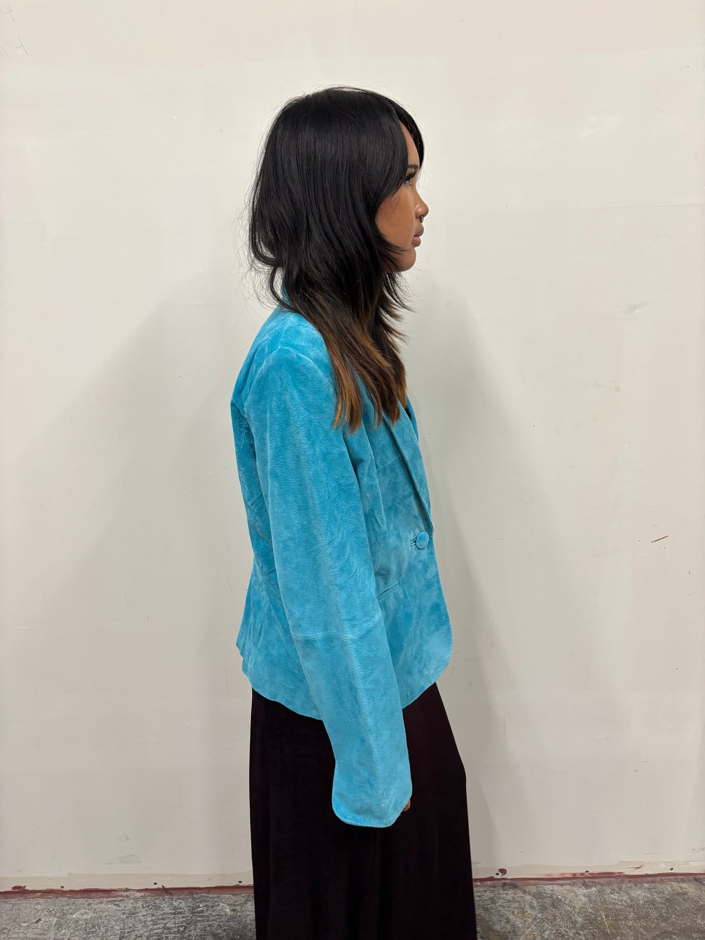 Vintage Blue Bernardo Suede Jacket
