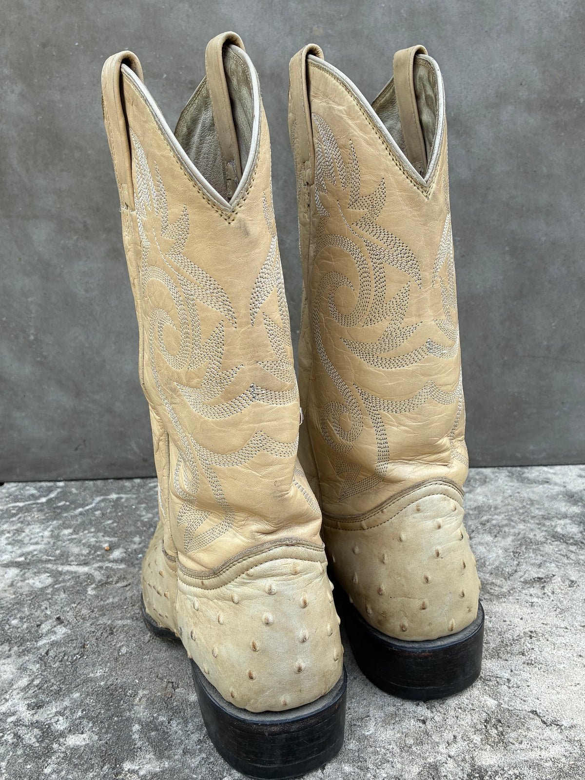 Vintage 1990s Red Diamond Ostrich Cowboy Boots
