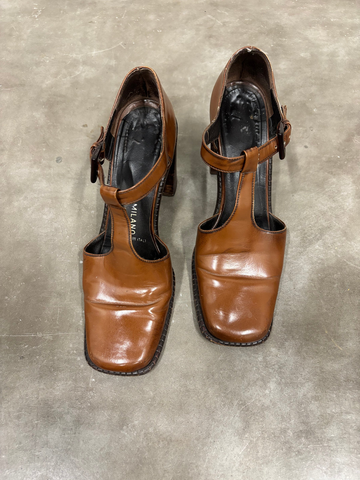 Vintage Prada Brown Leather Mary Jane Heels