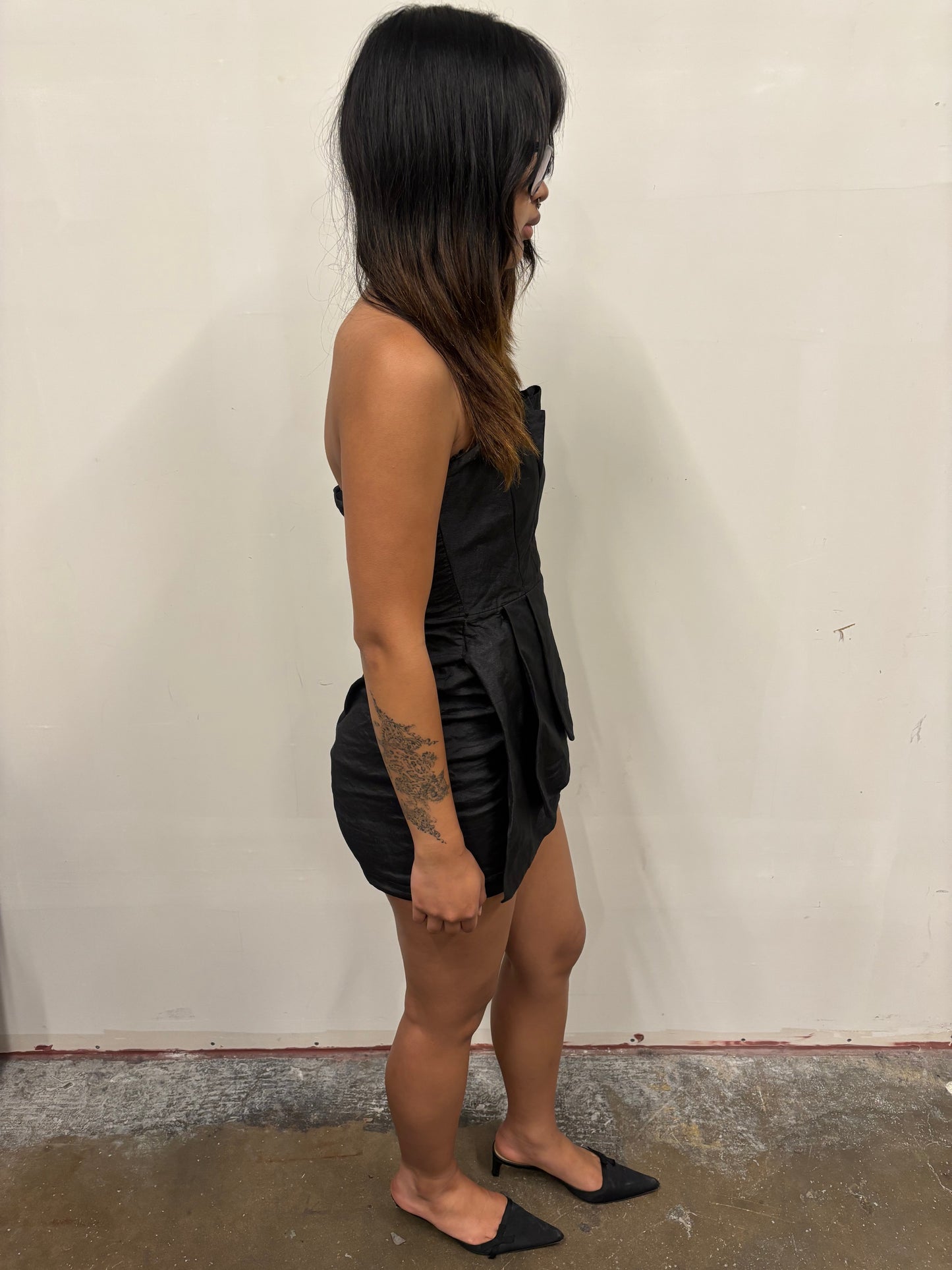 BCBG Black Pleated Mini Dress