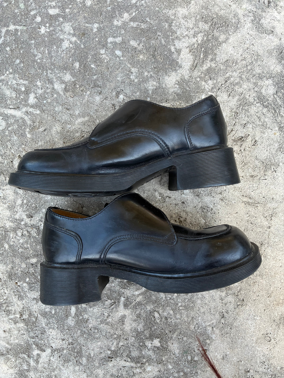 Vintage Dr. Martens Black Leather Buckle Loafer w Chunky Soles