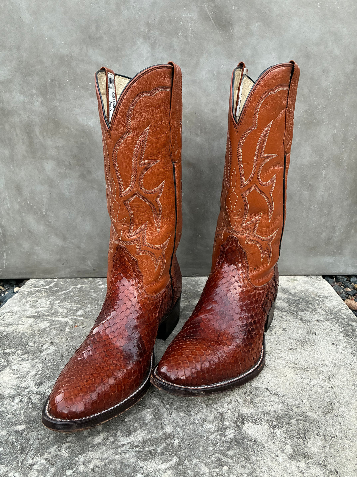 Vintage 1970s California Anaconda Snake Skin Cowboy Boots