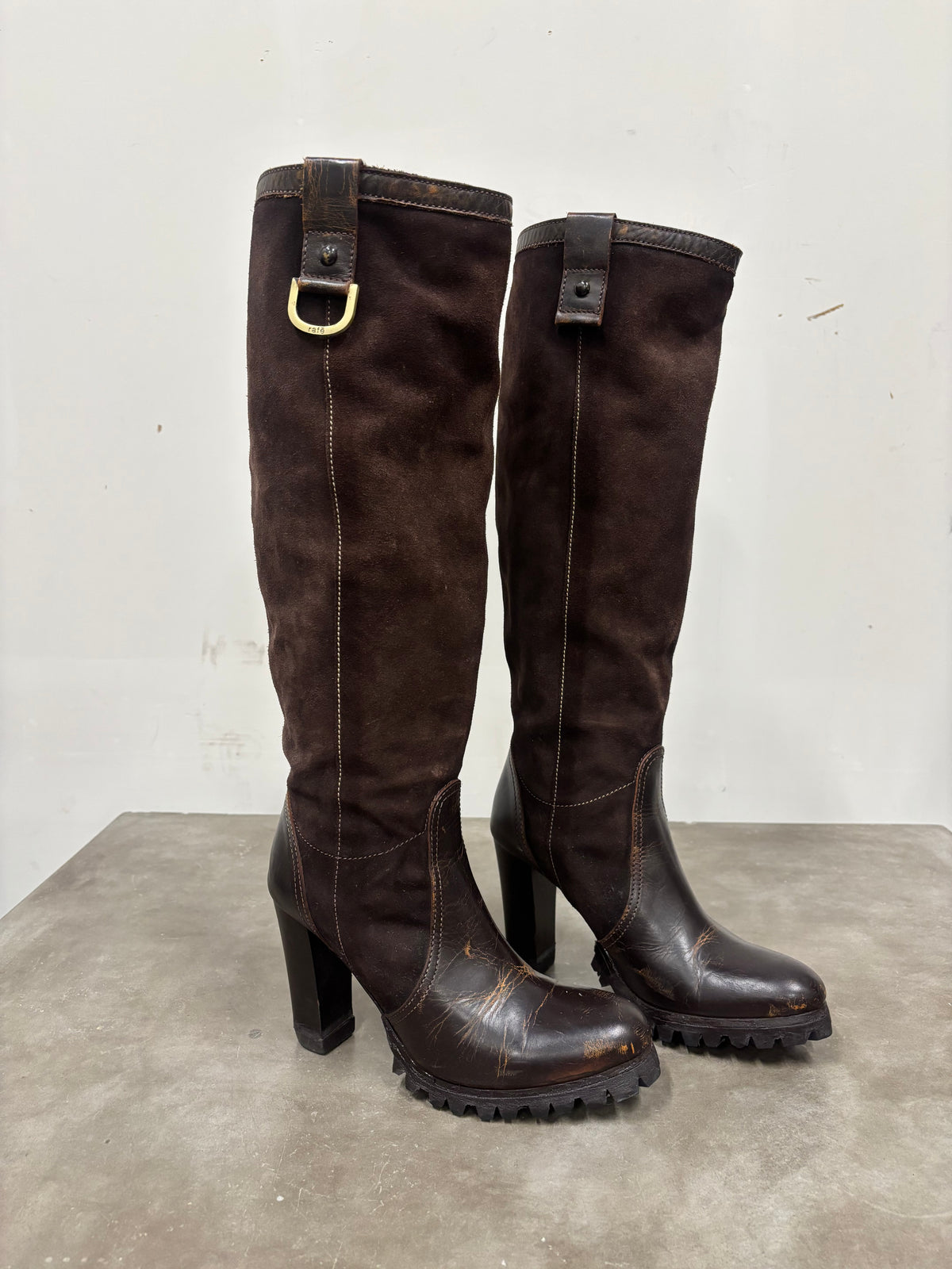 Vintage Brown RAFE Leather Knee High Boots
