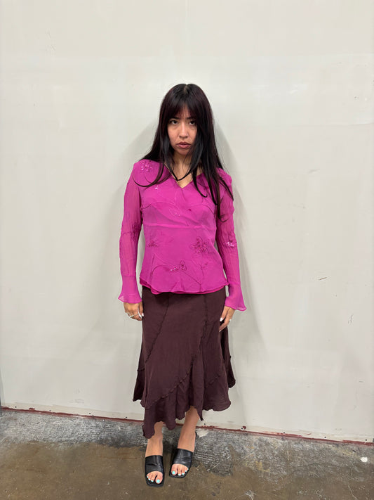 Ann Carson Beaded Silk Top