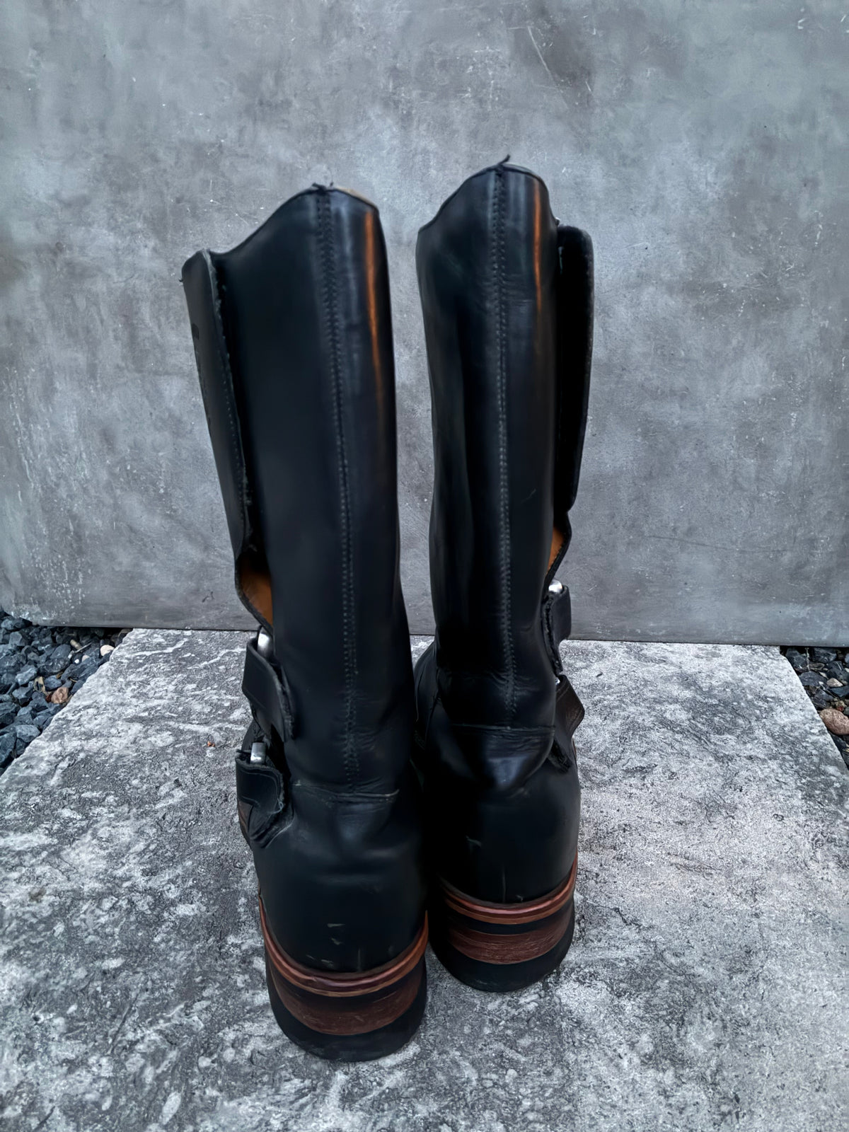 Vintage 90s Chippewa Black Leather Motorcycle Boots