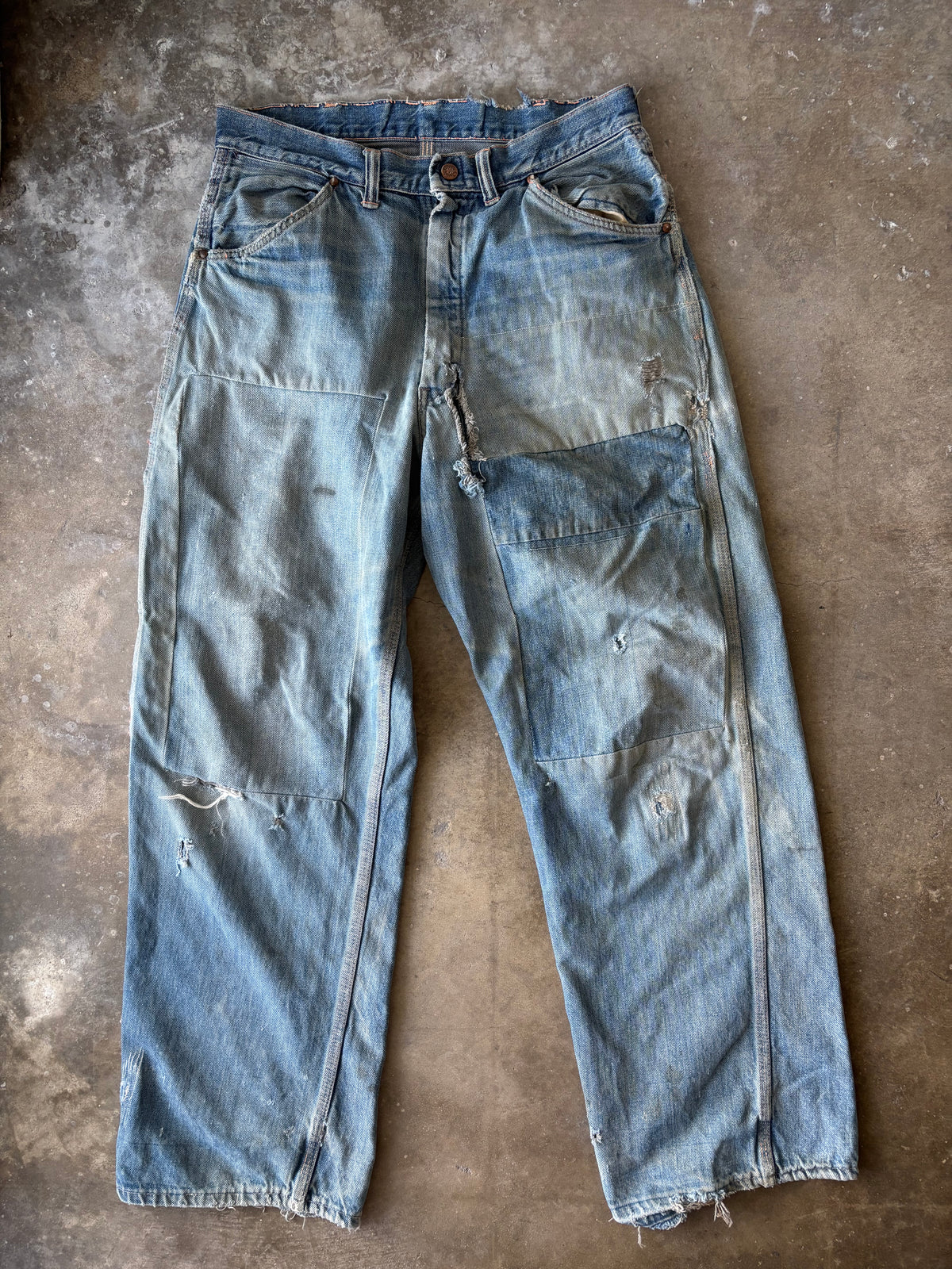 Vintage 1970s Big Mac Distressed Faded Repaired Denim