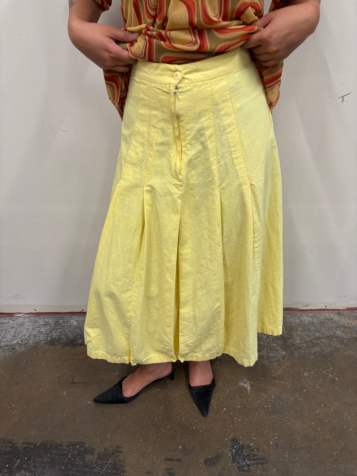 Yellow Pleated Skirt