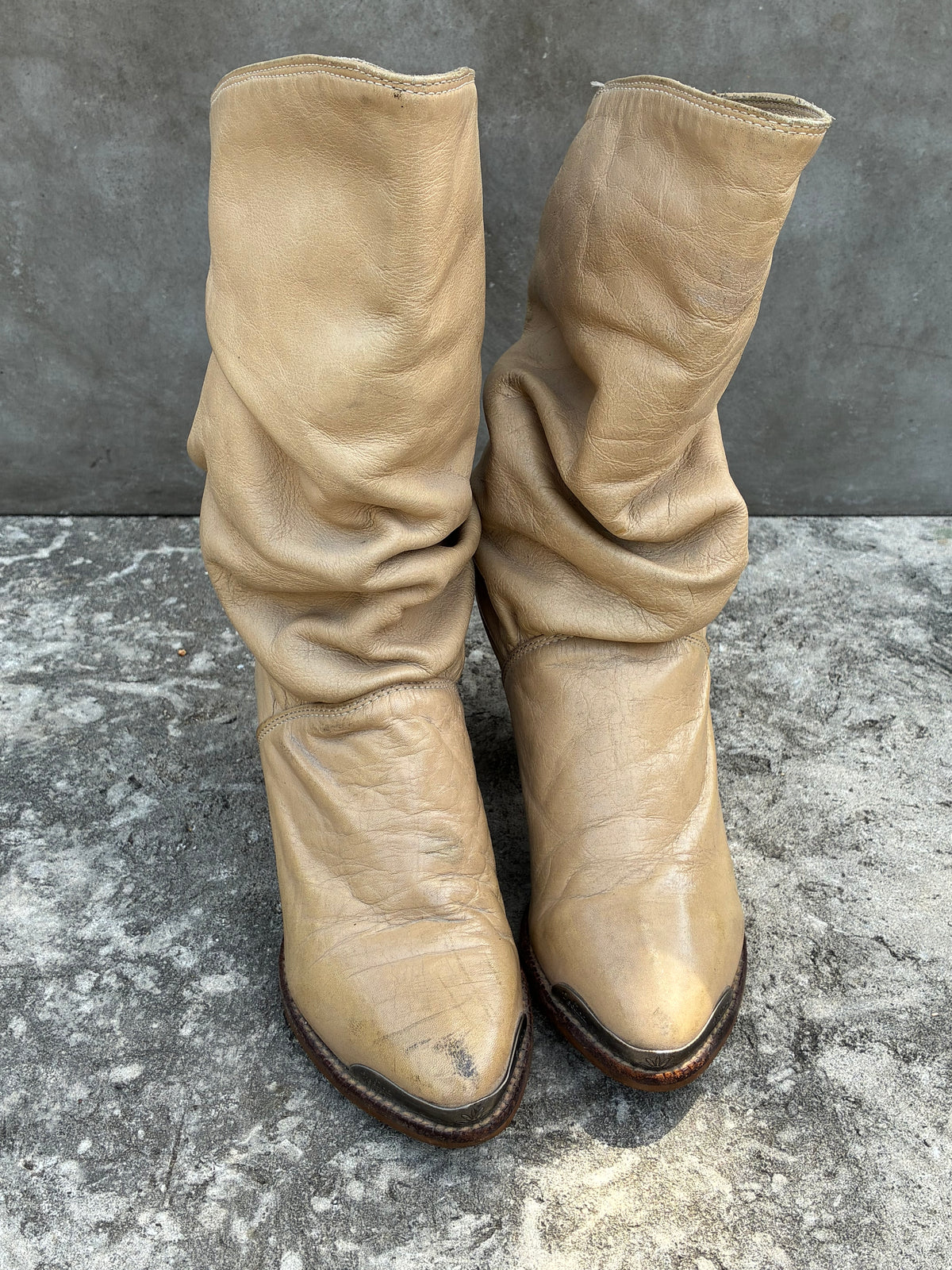 Vintage 1980s Zodiac Metal Toe Ankle Slouchy Boots