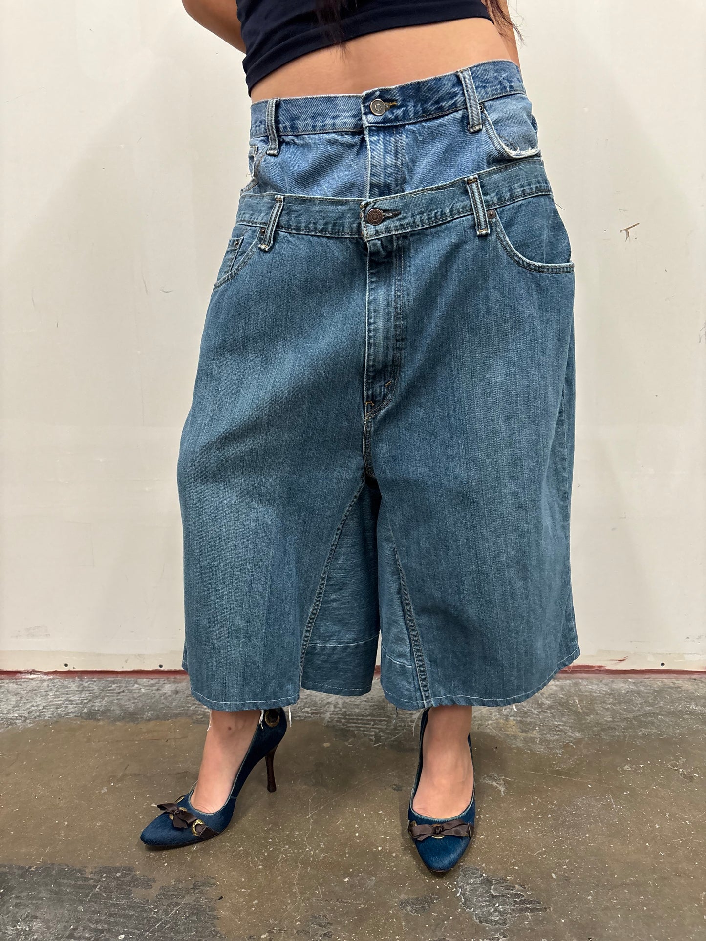 Reworked Double Denim Jorts