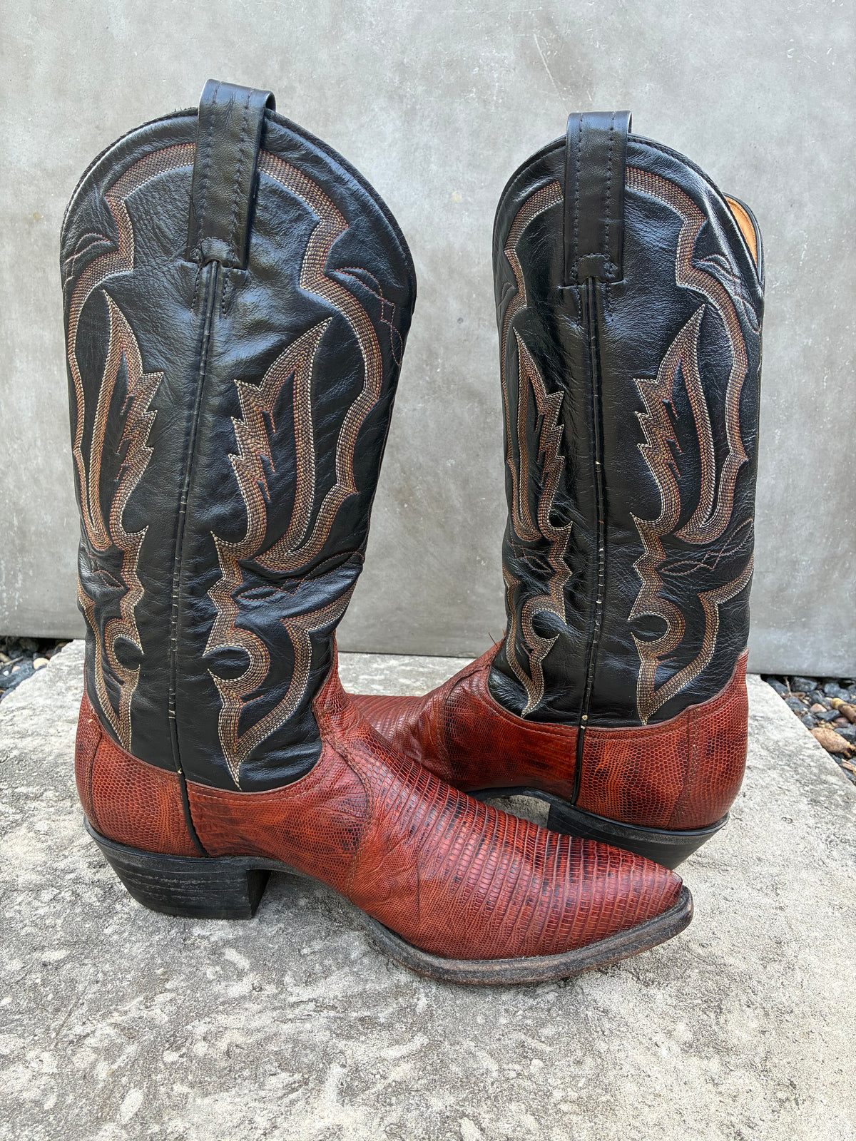 Vintage Tony Lama Brown Lizard Cowboy Boots